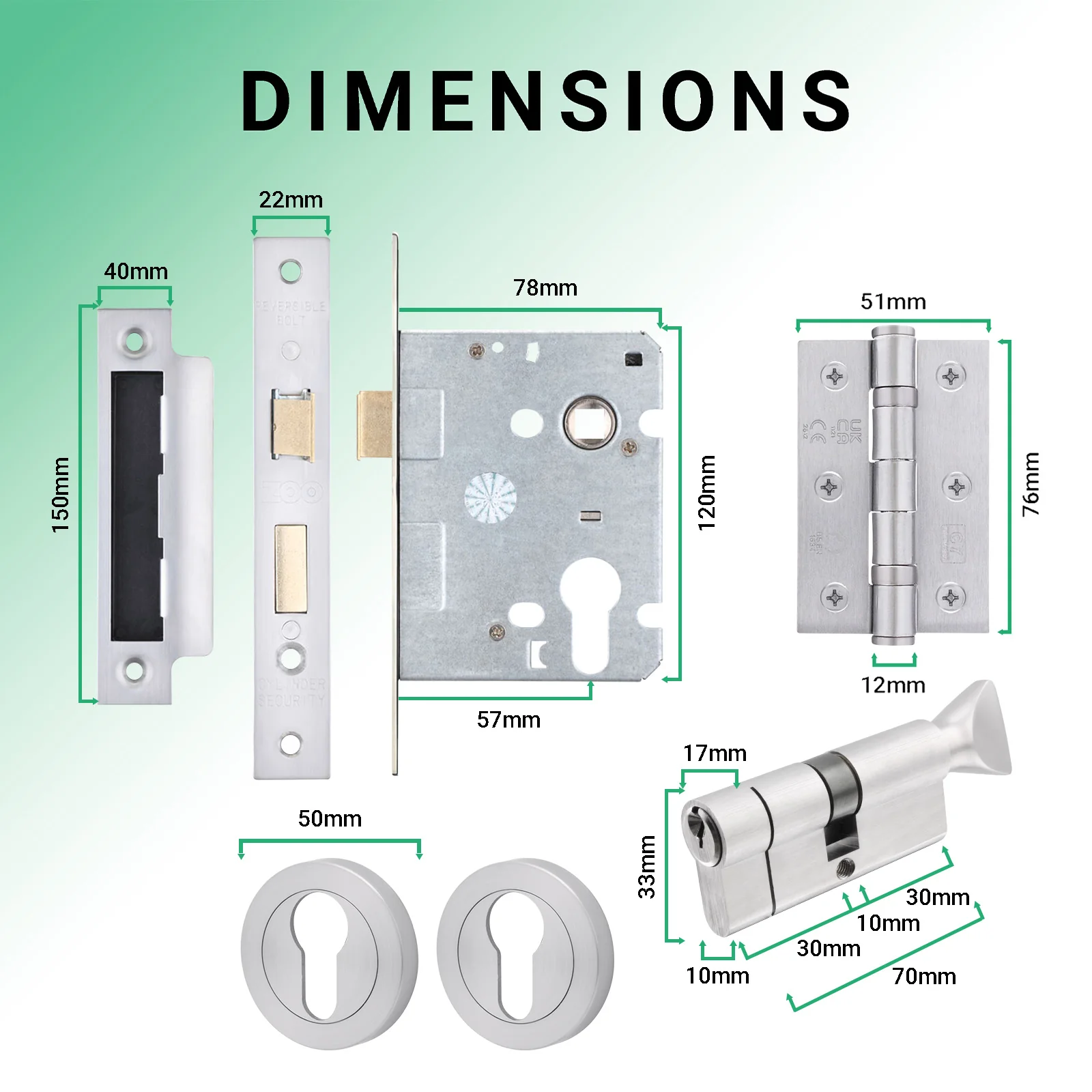 Euroda-Plus Satin Chrome Lever on Rose Door Handle Pack - 3 Lever Lock & Thumbturn Cylinder - Image 5