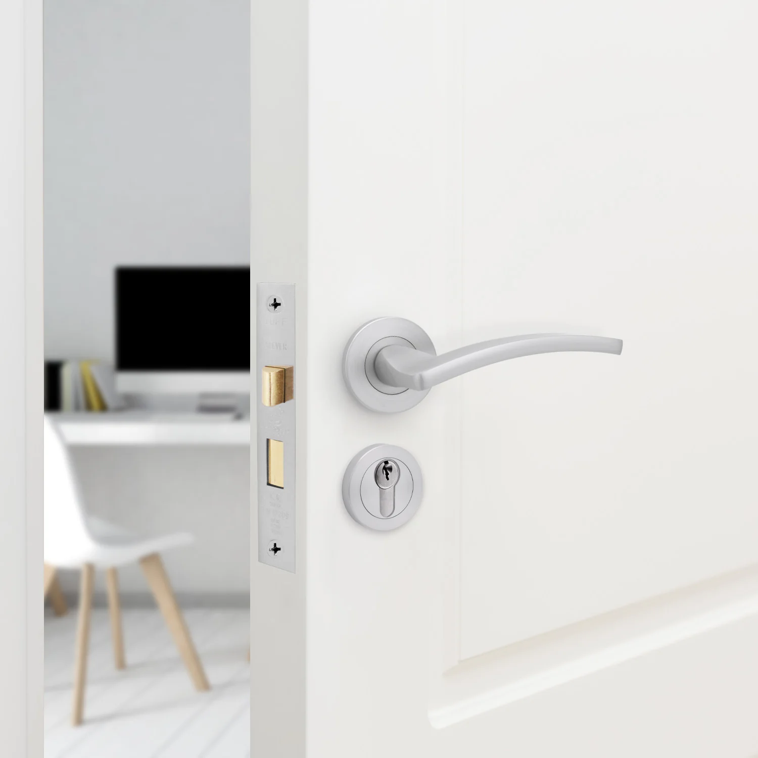 Euroda-Plus Satin Chrome Lever on Rose Door Handle Pack - 3 Lever Lock & Thumbturn Cylinder - Image 6