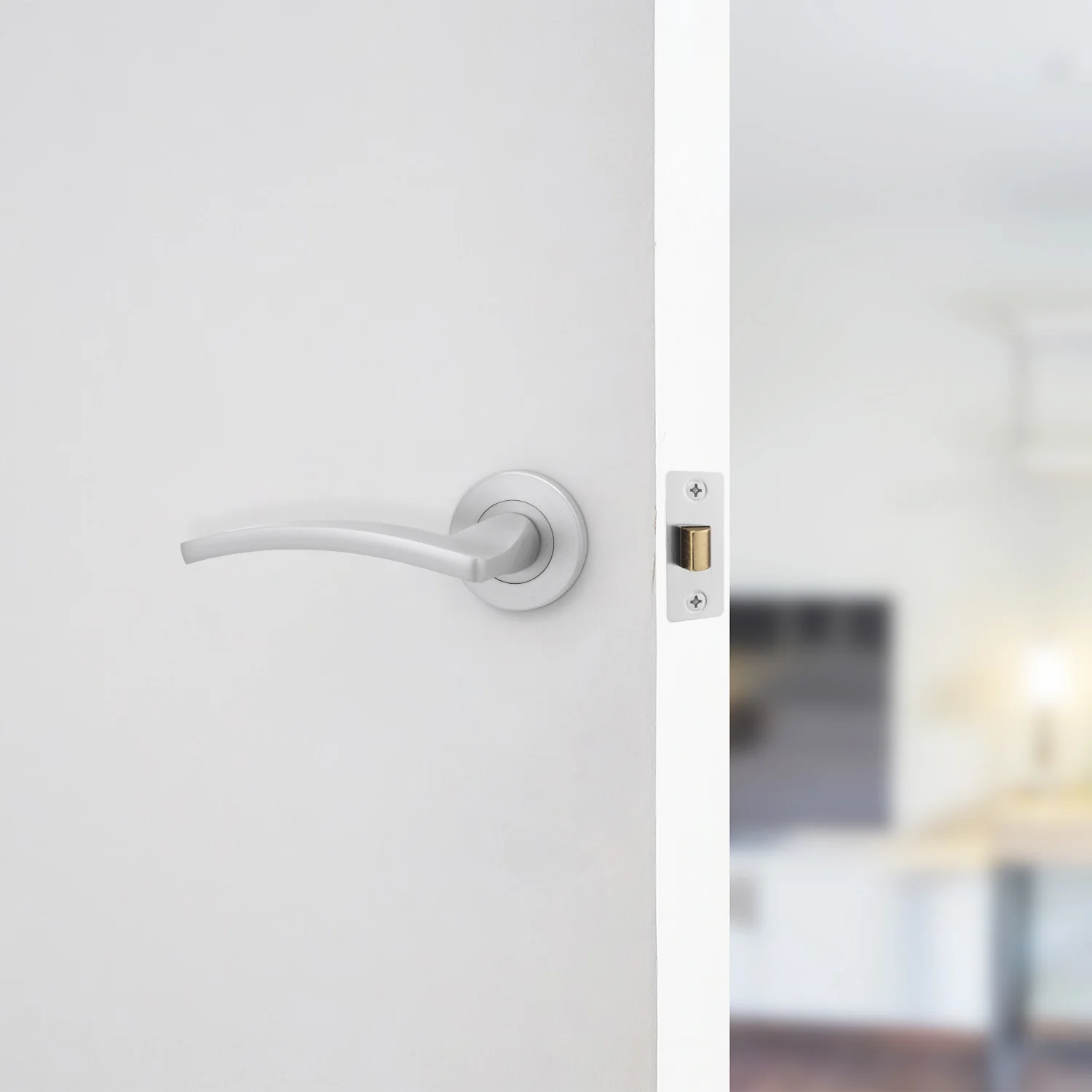Euroda-Plus Satin Chrome Lever on Rose Fire Door Handle Pack - Latch - FD30/60 - Image 6