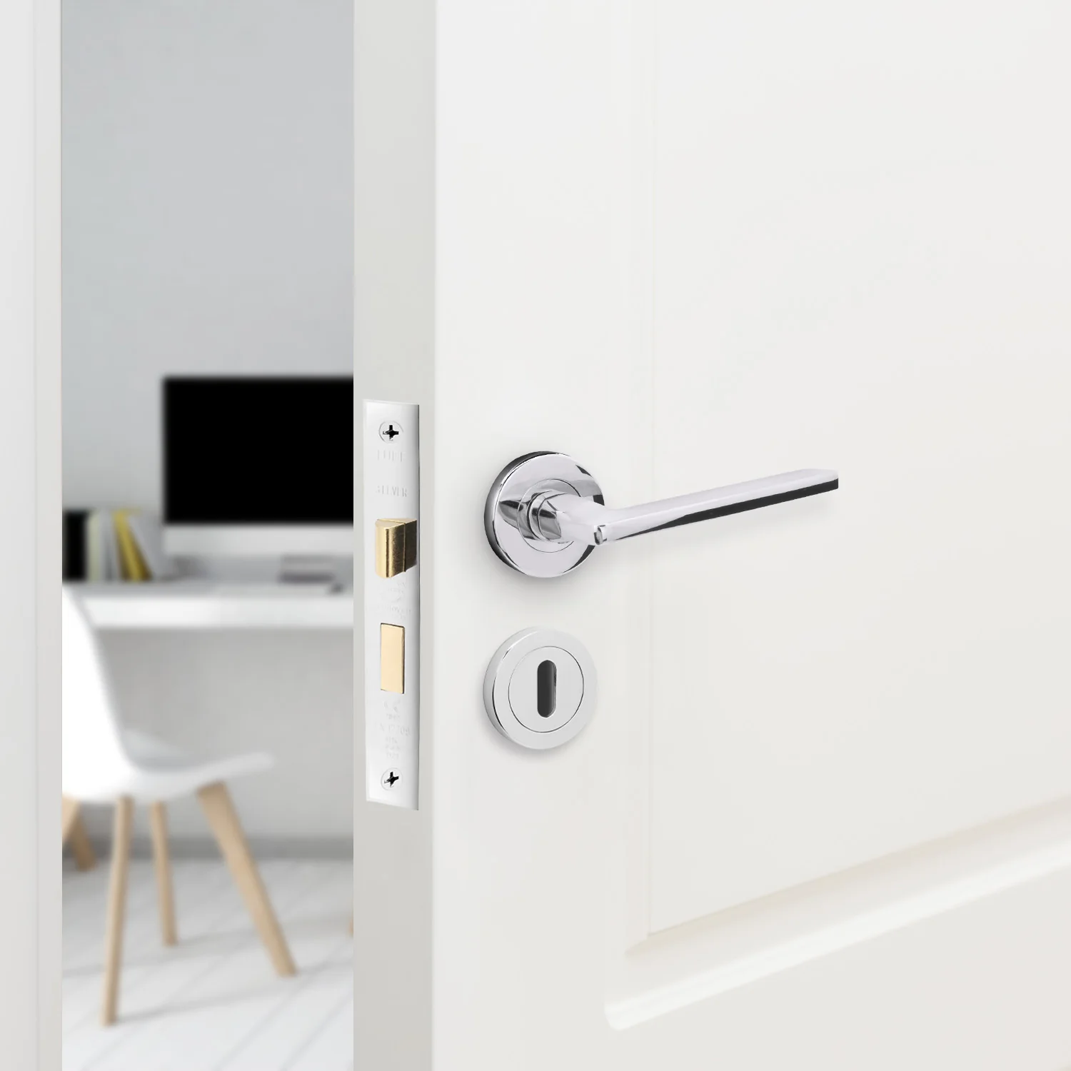Euroda Polished Chrome Lever on Rose Door Handle Pack - 3 Lever Lock - Image 6