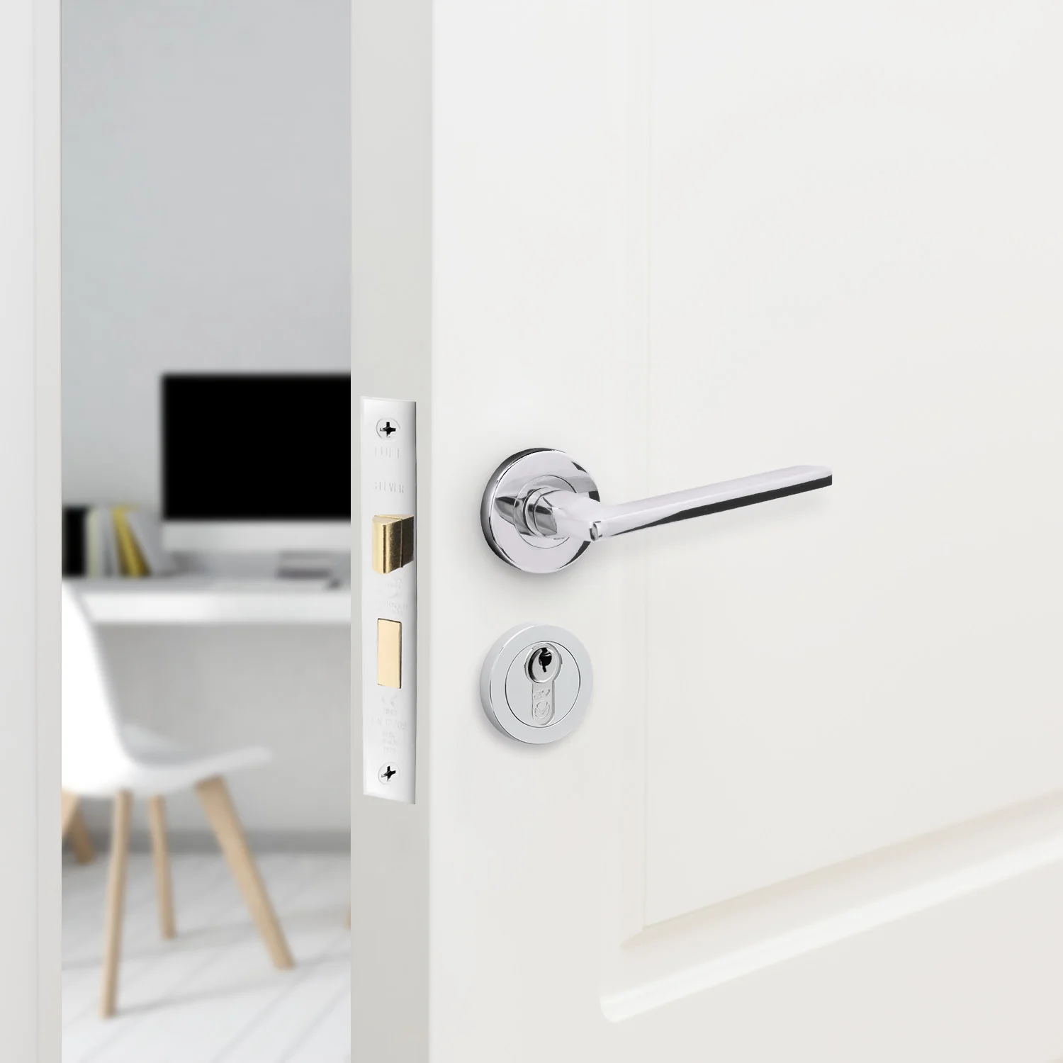 Euroda Polished Chrome Lever on Rose Door Handle Pack - Euro Lock & Cylinder - Image 6
