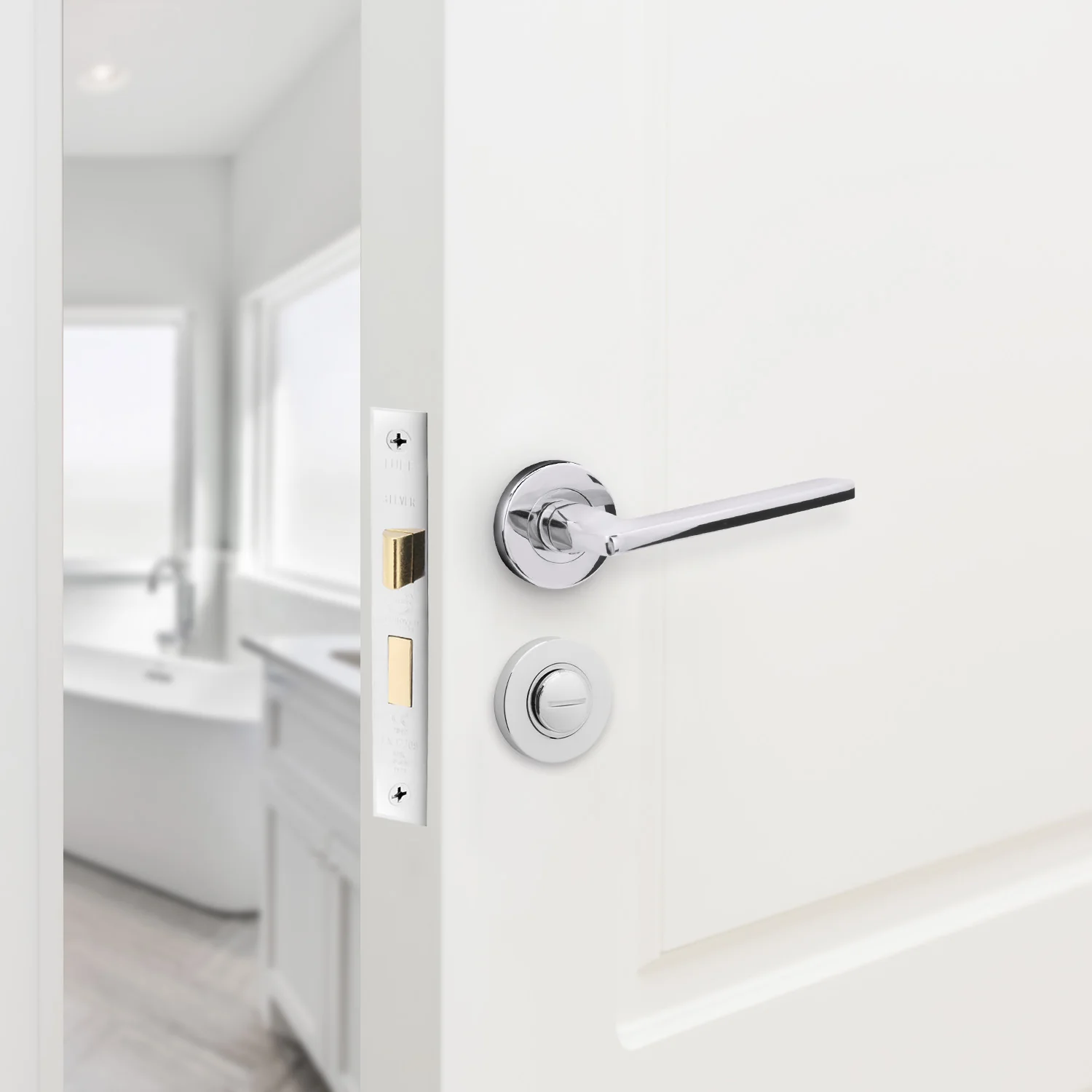 Euroda Polished Chrome Lever on Rose Door Handle Pack - Bathroom - Image 6