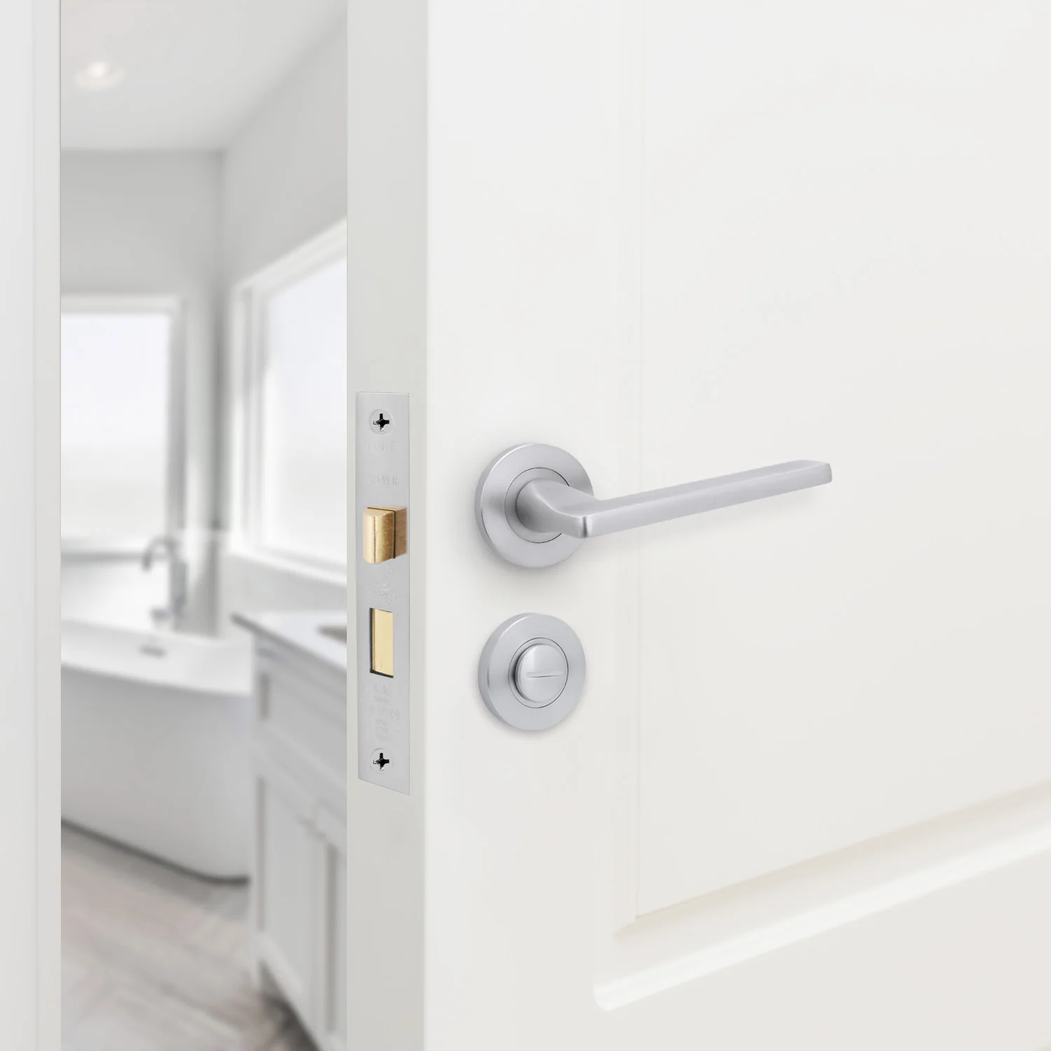 Euroda Satin Chrome Lever on Rose Door Handle Pack - Bathroom - Image 6