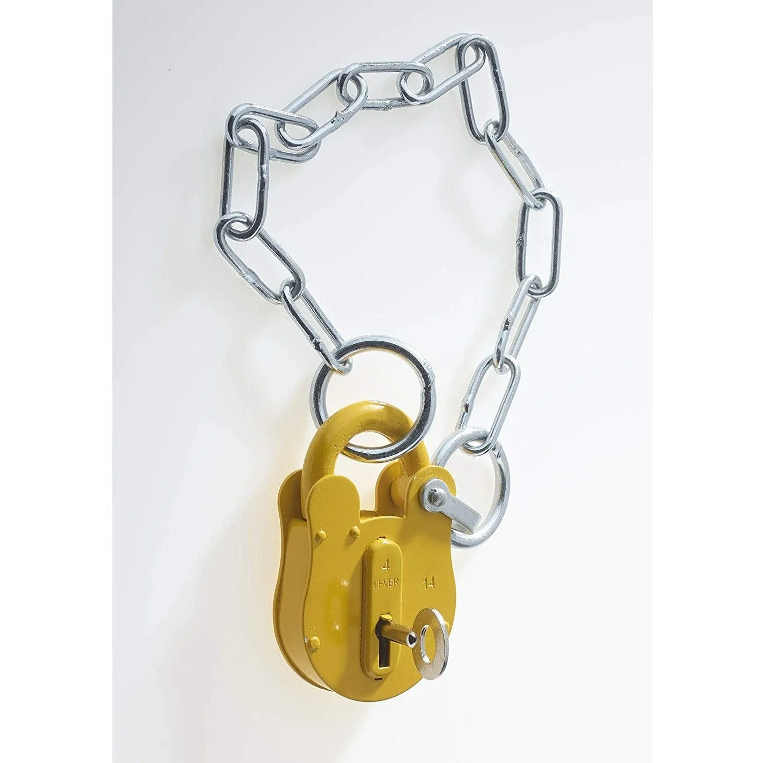 FB14 Yellow Chain Type London Fire Brigade Padlock - FB Key Operated