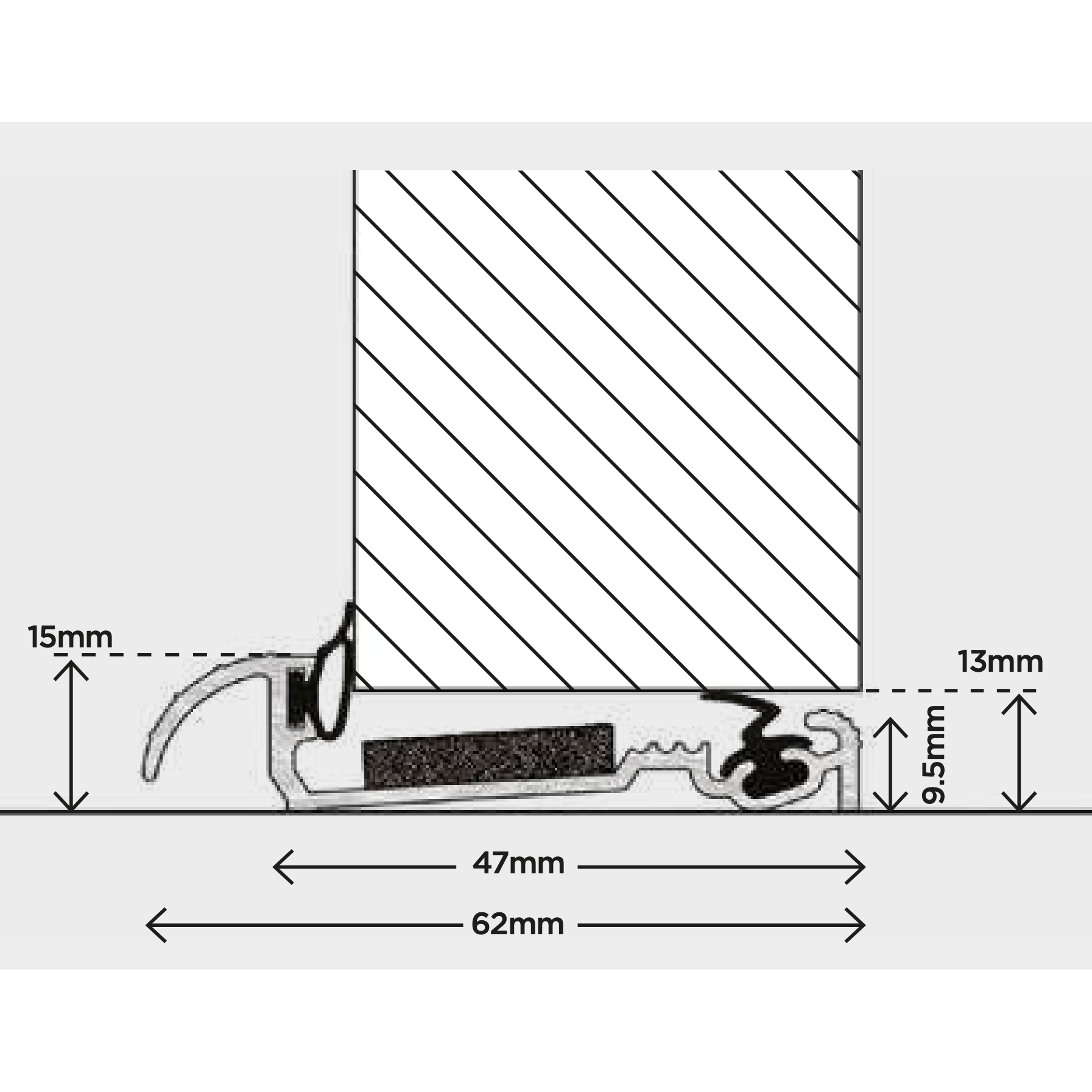 FD30 Fire Door Threshold - 914mm - 44mm Inward Opening Doors - Bright Silver - Image 2