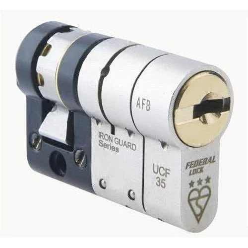 Federal 3-Star TS007 Security Euro Single Cylinder Lock - 10/30 - Nickel Plated / Polished Brass - Keyed Differ