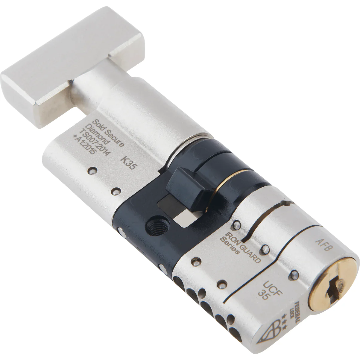Federal 3-Star TS007 Security Euro Thumbturn Cylinder Lock - 50K/50 - Nickel Plated / Polished Brass - Keyed Differ