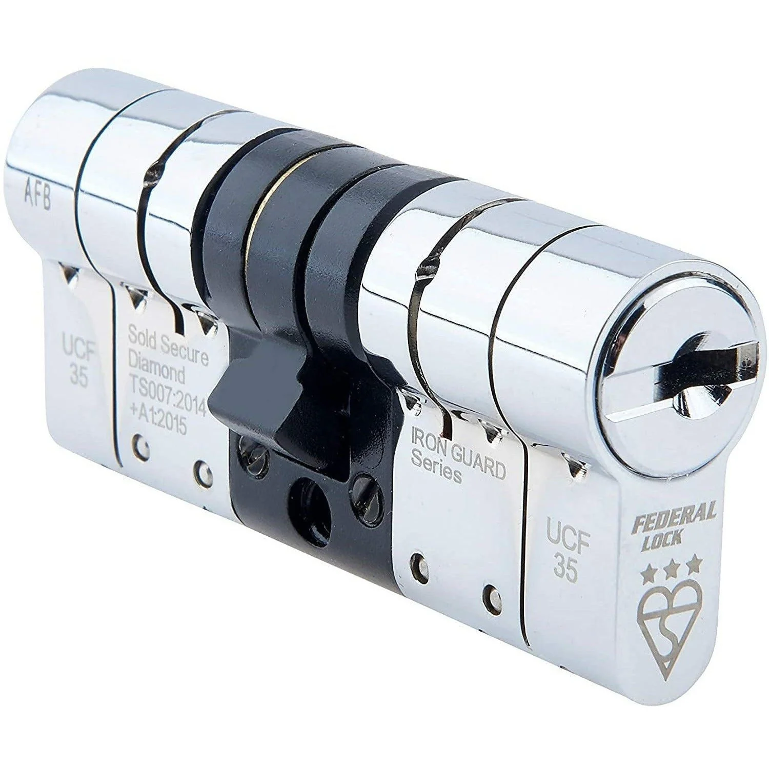 Federal UCF/TP3100 High Security Lock Euro Profile Cylinder - Sold Secure Diamond Grade - 30/30 mm Polished Chrome