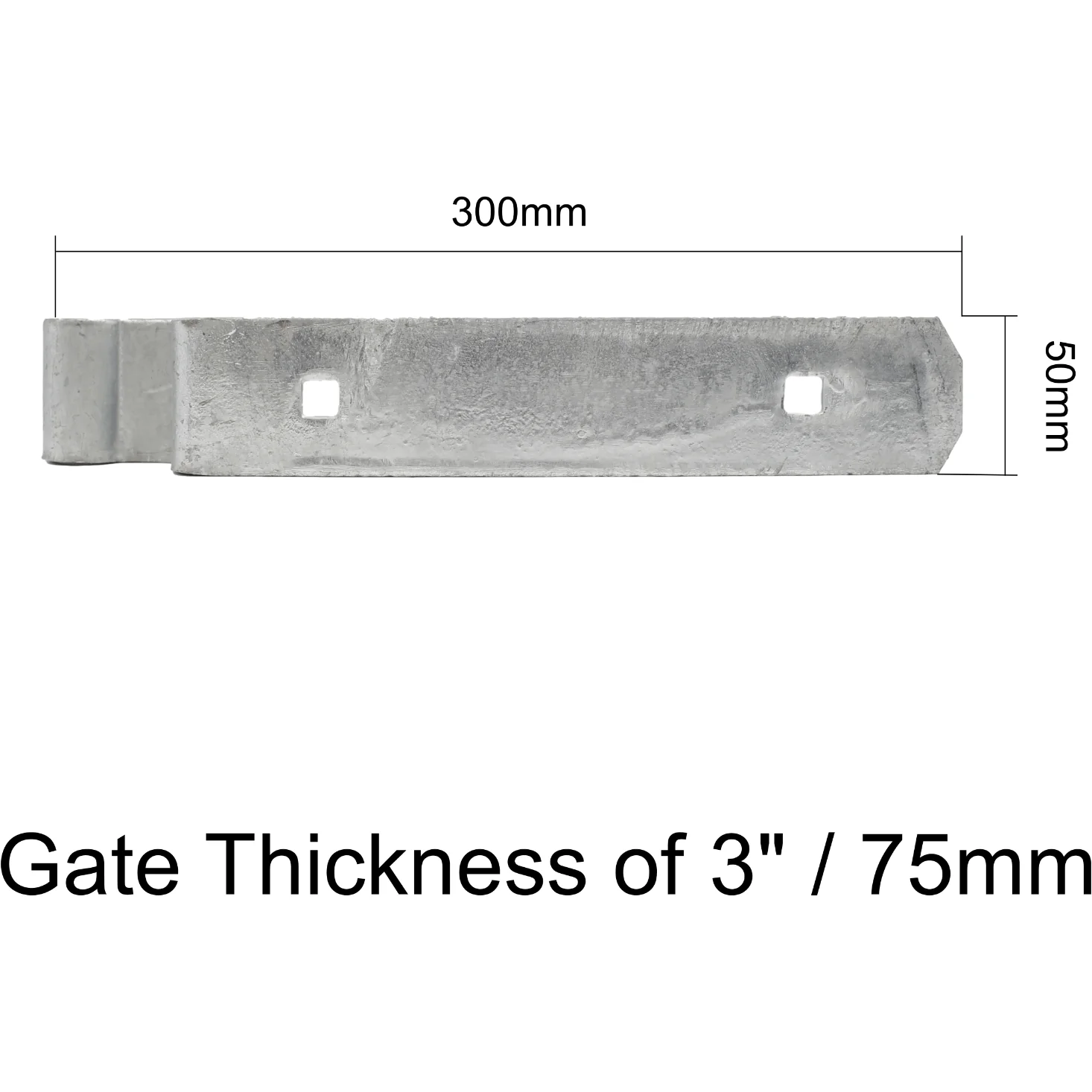 Field Gate Hinge Set Double Strap Adjustable Hook to Drive - (12" / 300mm) - Hot Dip Galvanised - Image 3