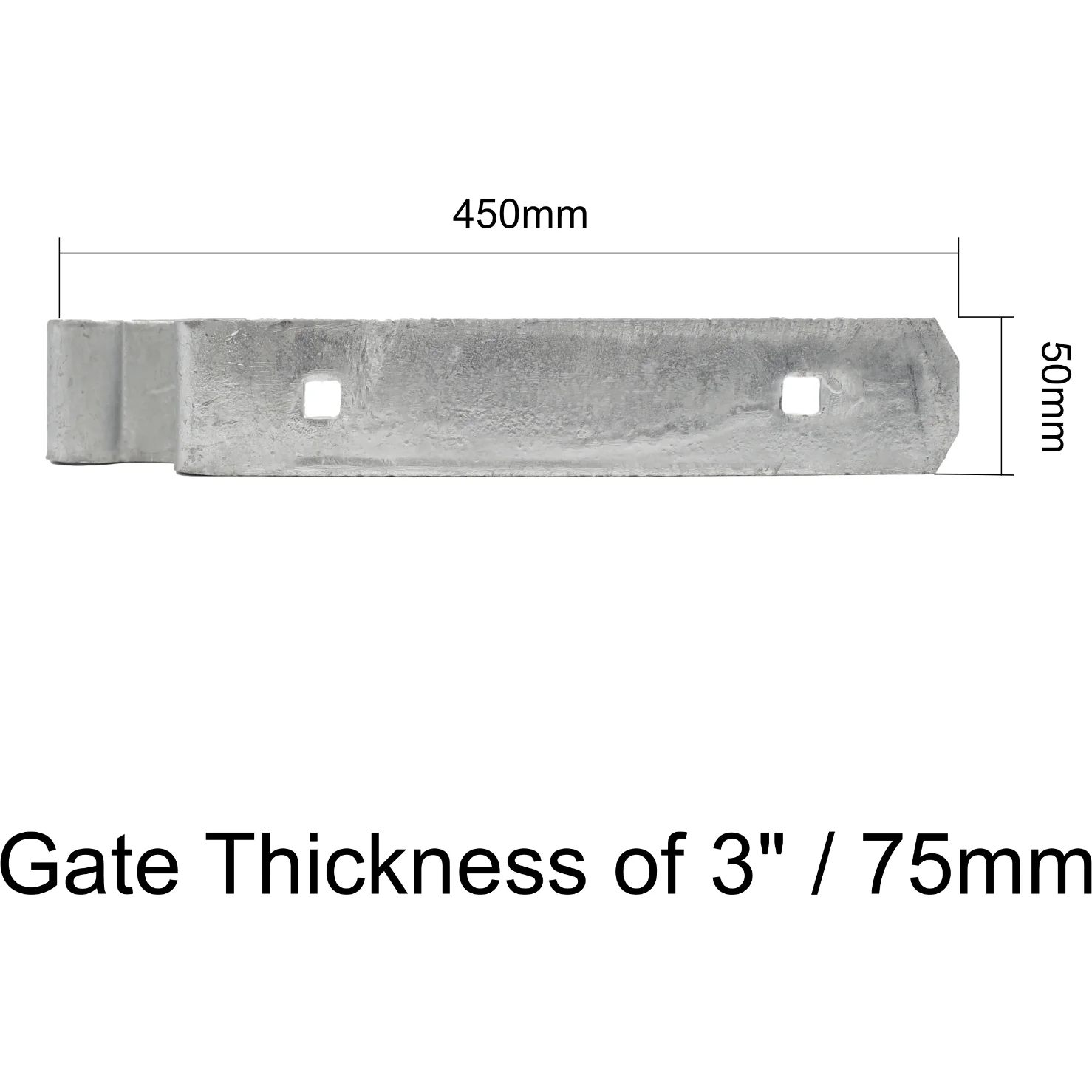 Field Gate Hinge Set Double Strap Adjustable Hook to Drive - (18" / 450mm) - Hot Dip Galvanised - Image 3