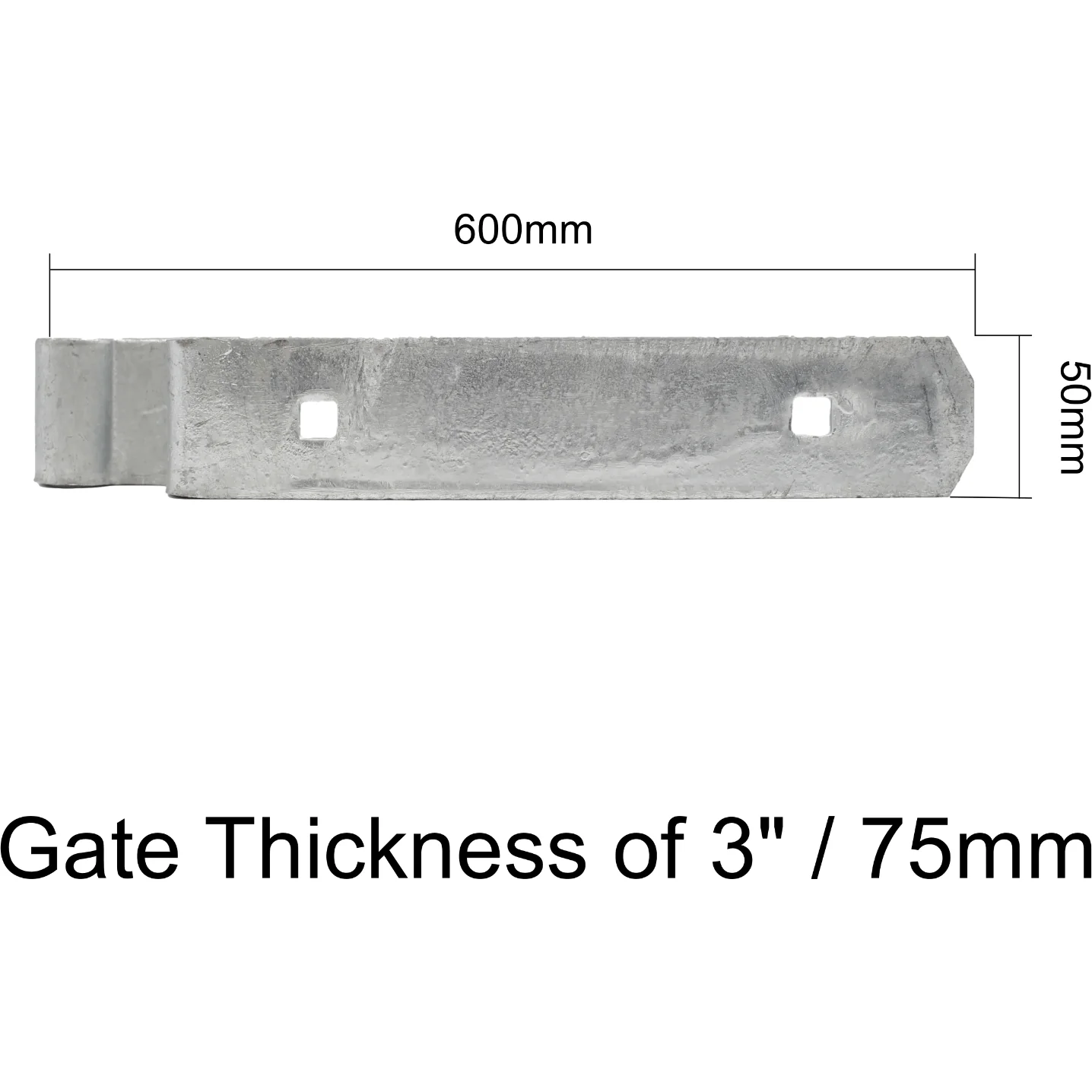Field Gate Hinge Set Double Strap Adjustable Hook to Drive - (24" / 600mm) - Hot Dip Galvanised - Image 3