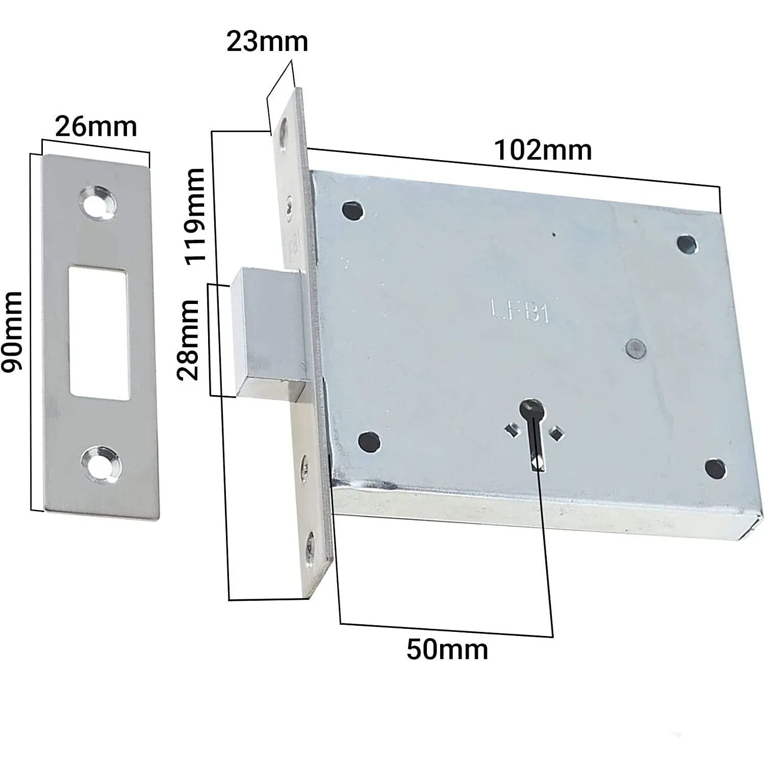Fire Brigade FB1 Mortice Deadlock (Without Key) - Image 3
