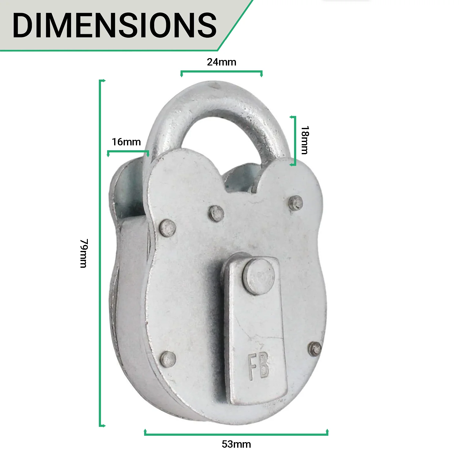 Fire Brigade Padlock FB & 2 FB Keys - Galvanised - Image 2