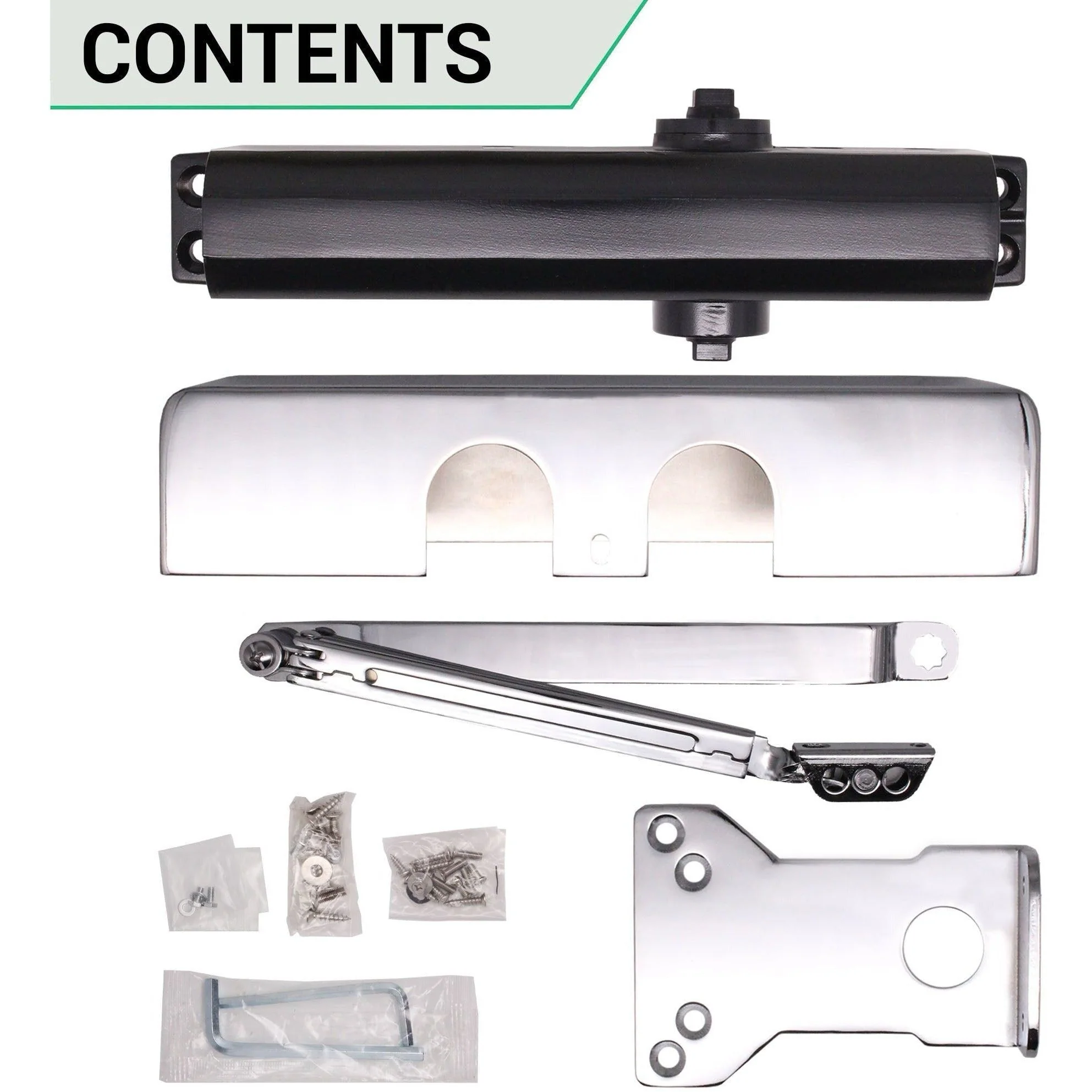 Commercial Grade Fire Door Closer - Power Size 3-6 - Door Weight to 120kg - Backcheck & Delayed Action - CE Marked - Polished Chrome - Image 7