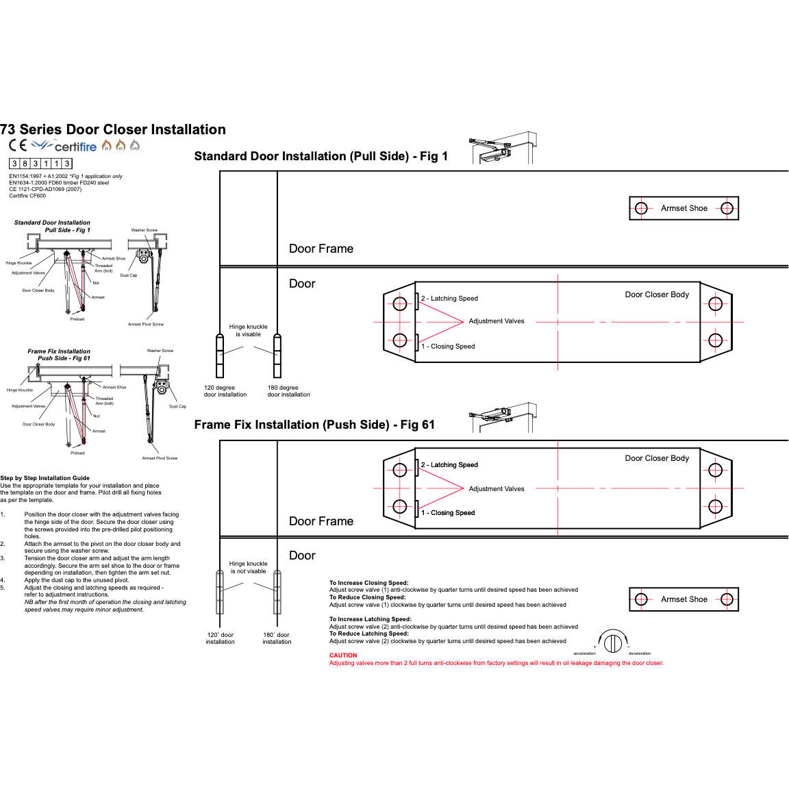 Fire Door Closer - Fixed Power Size 3 - Door Weight To 60kg - CE Marked - Satin Nickel - Standard Duty - Image 12