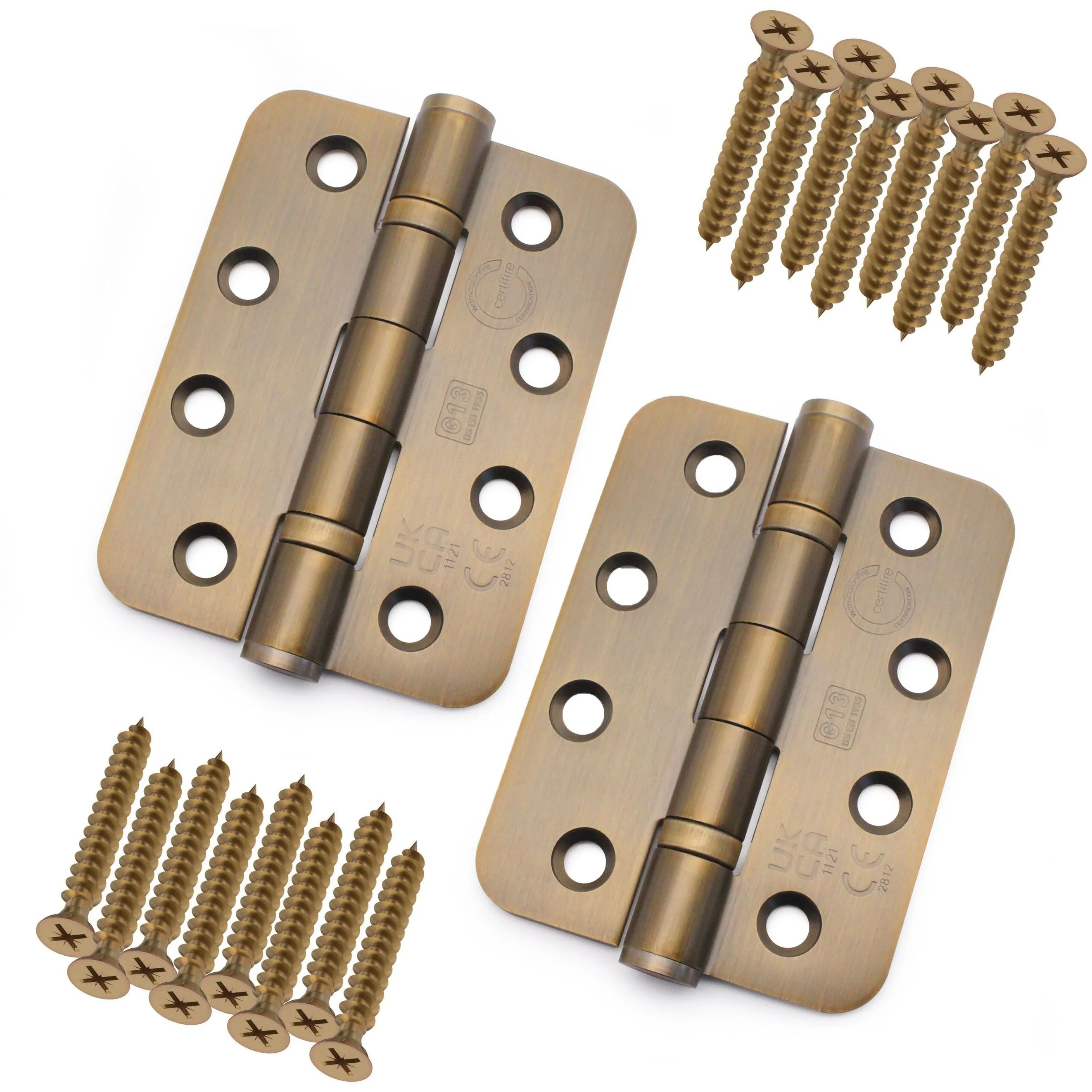 Bronze Fire Door Hinges - 4 Inch/102mm - Grade 13 Steel Ball Bearing - Pack 2 - Radius - Image 2