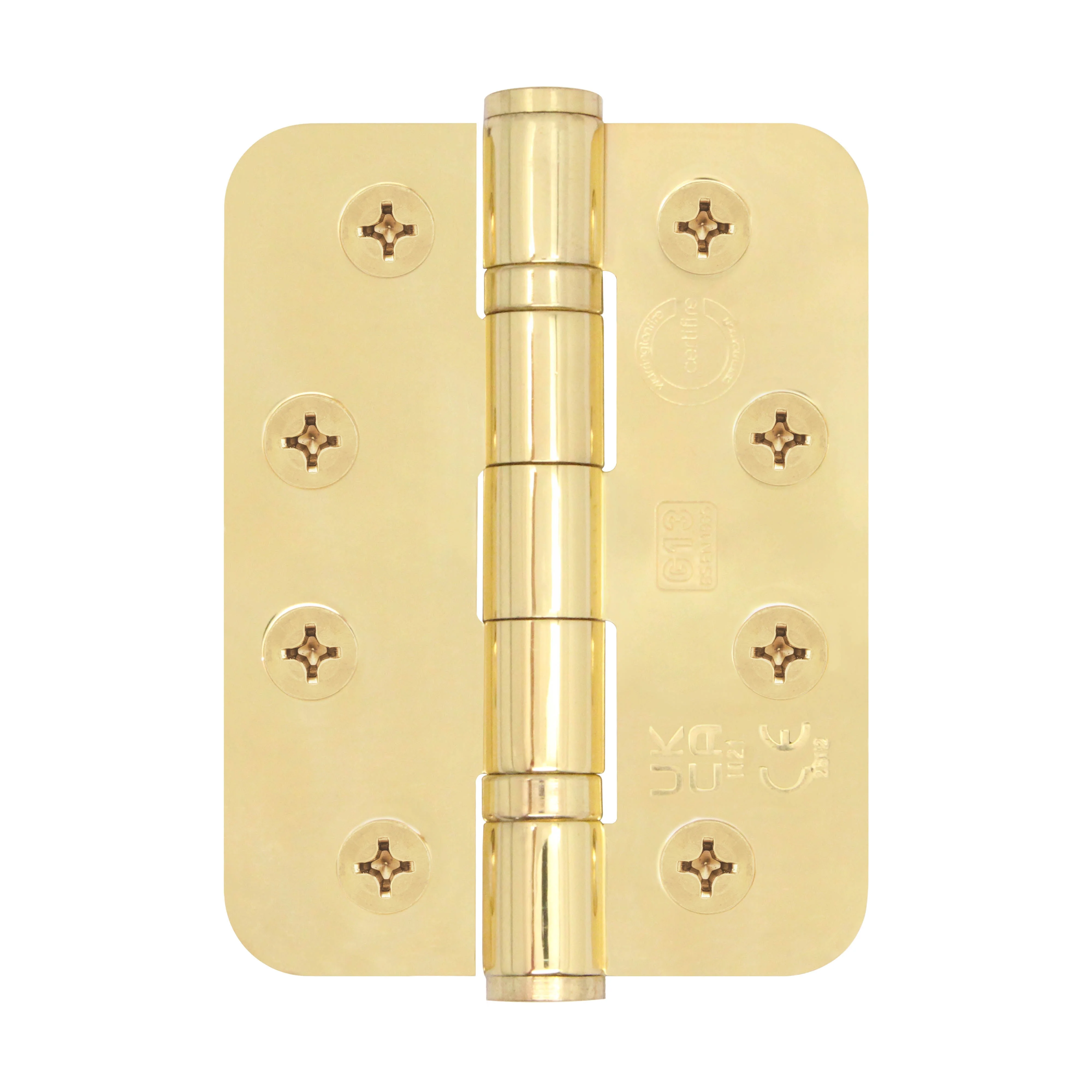 PVD Brass Fire Door Hinges - 4 Inch/102mm - Grade 13 Steel Ball Bearing - Pack 2 - Radius - Image 5