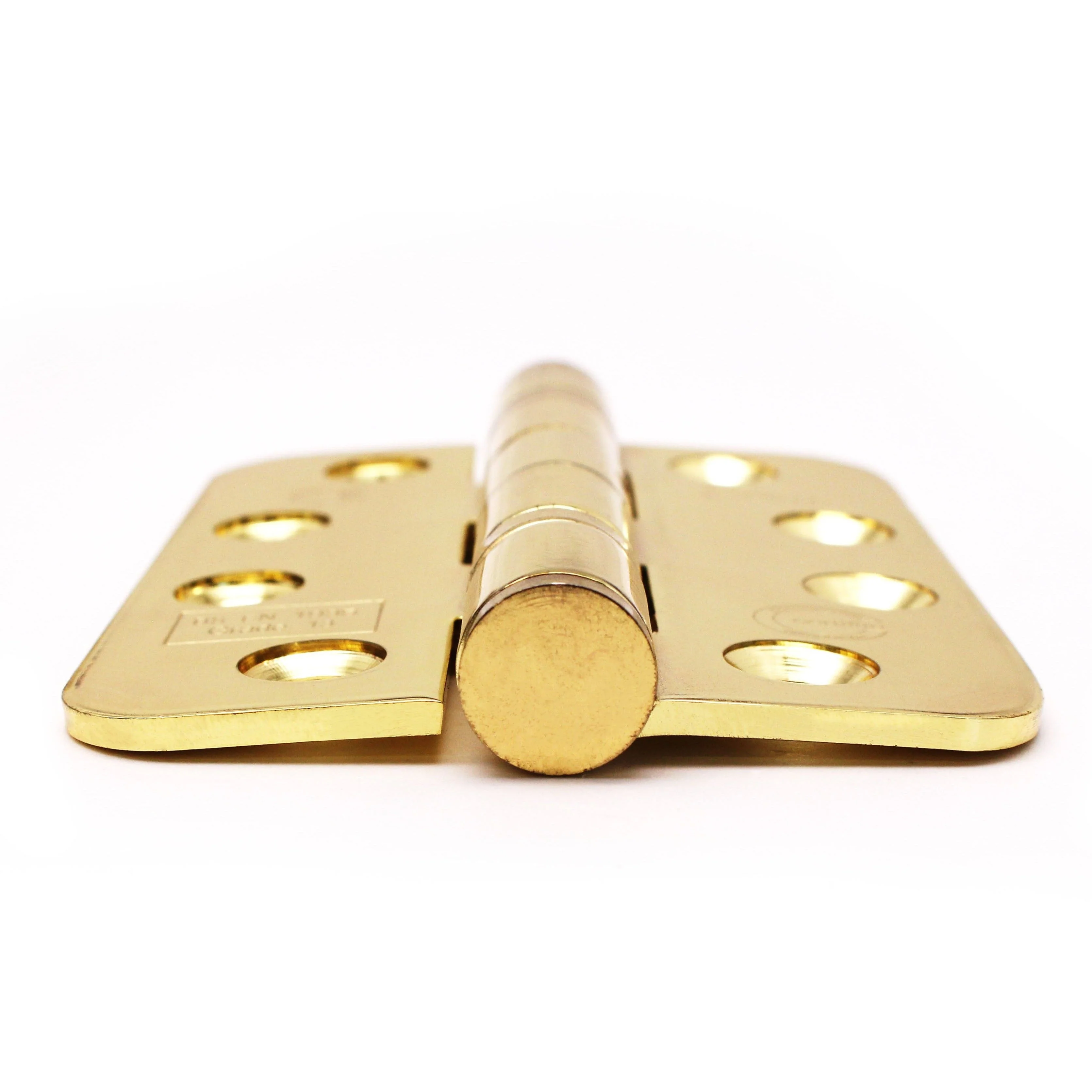 PVD Brass Fire Door Hinges - 4 Inch/102mm - Grade 13 Steel Ball Bearing - Pack 2 - Radius - Image 6