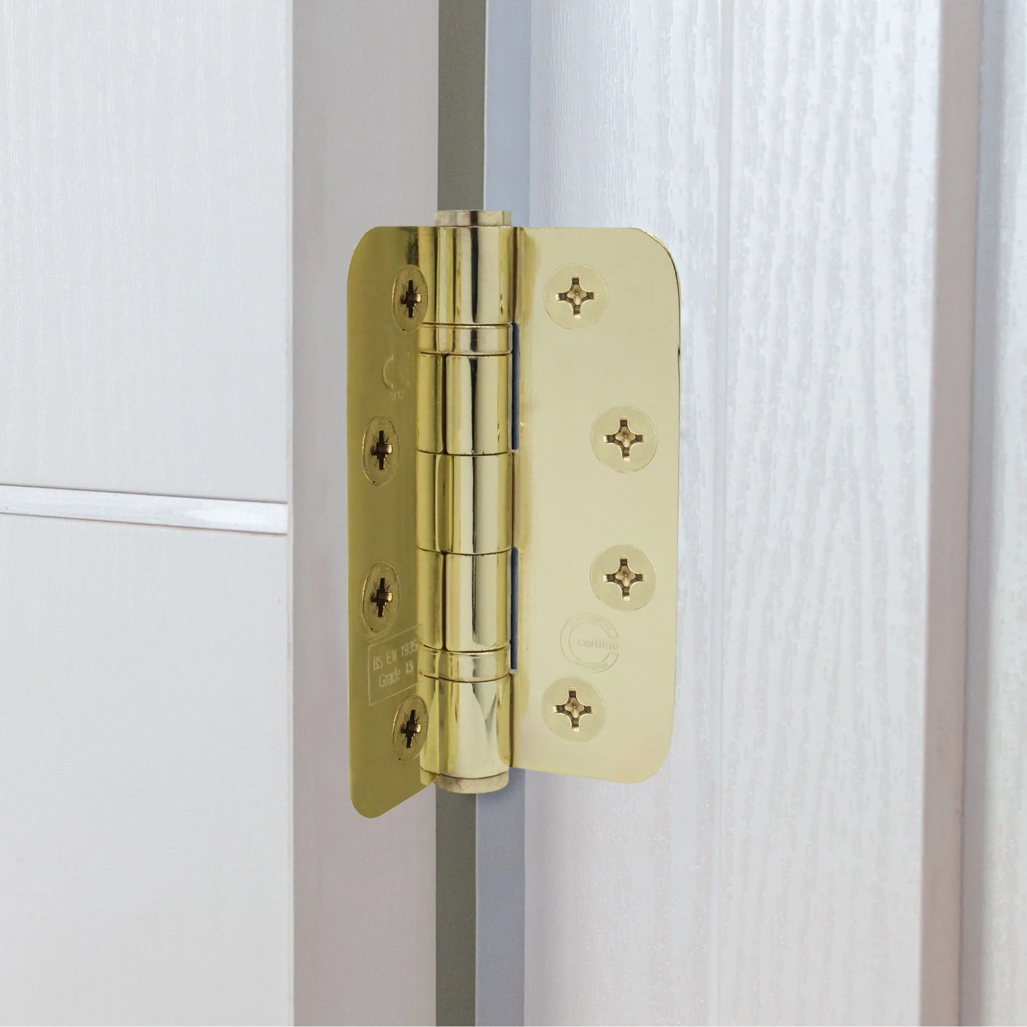 PVD Brass Fire Door Hinges - 4 Inch/102mm - Grade 13 Steel Ball Bearing - Pack 2 - Radius - Image 8
