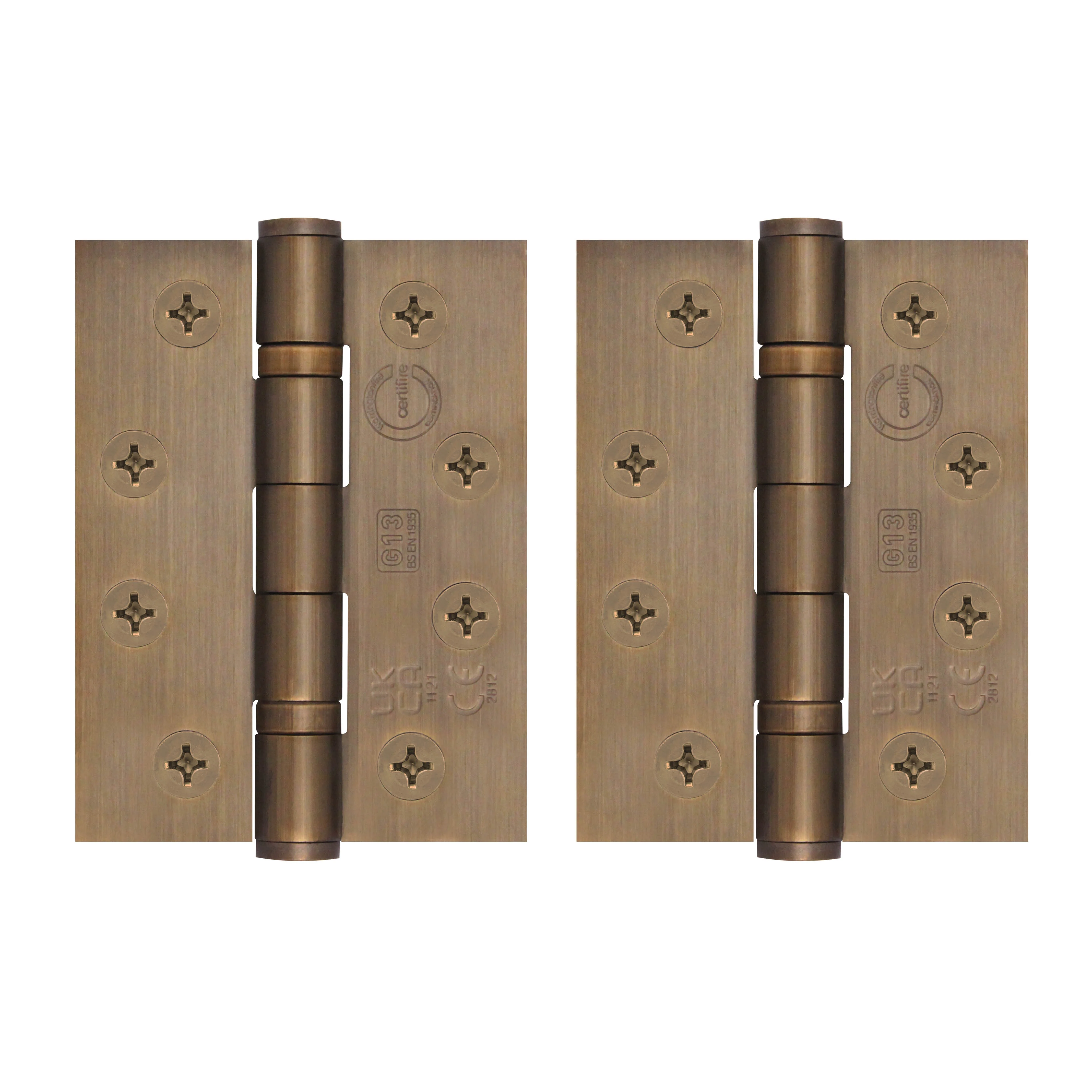 Bronze Fire Door Hinges - 4 Inch/102mm - Grade 13 Steel Ball Bearing - Pack 2