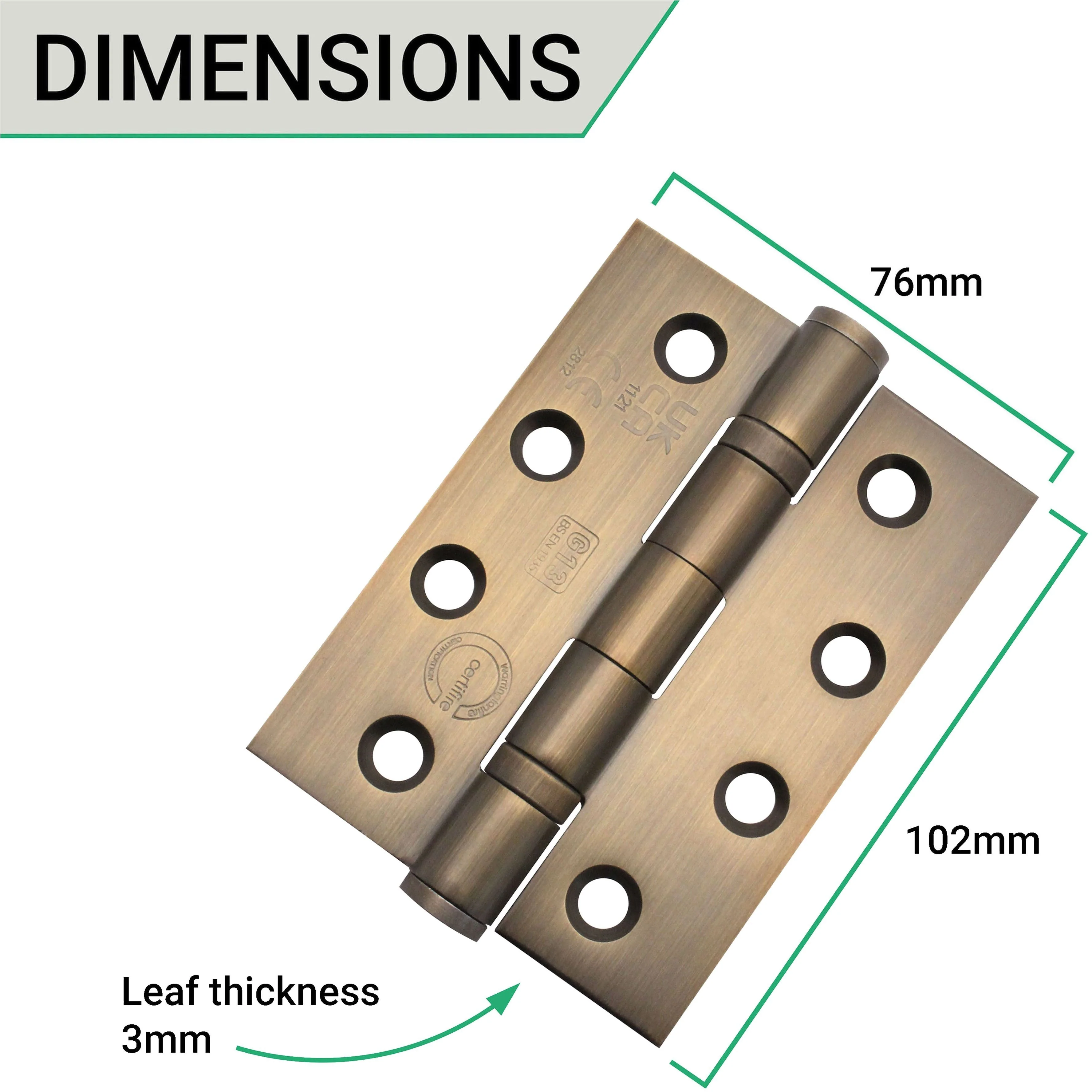 Bronze Fire Door Hinges - 4 Inch/102mm - Grade 13 Steel Ball Bearing - Pack 2 - Image 4