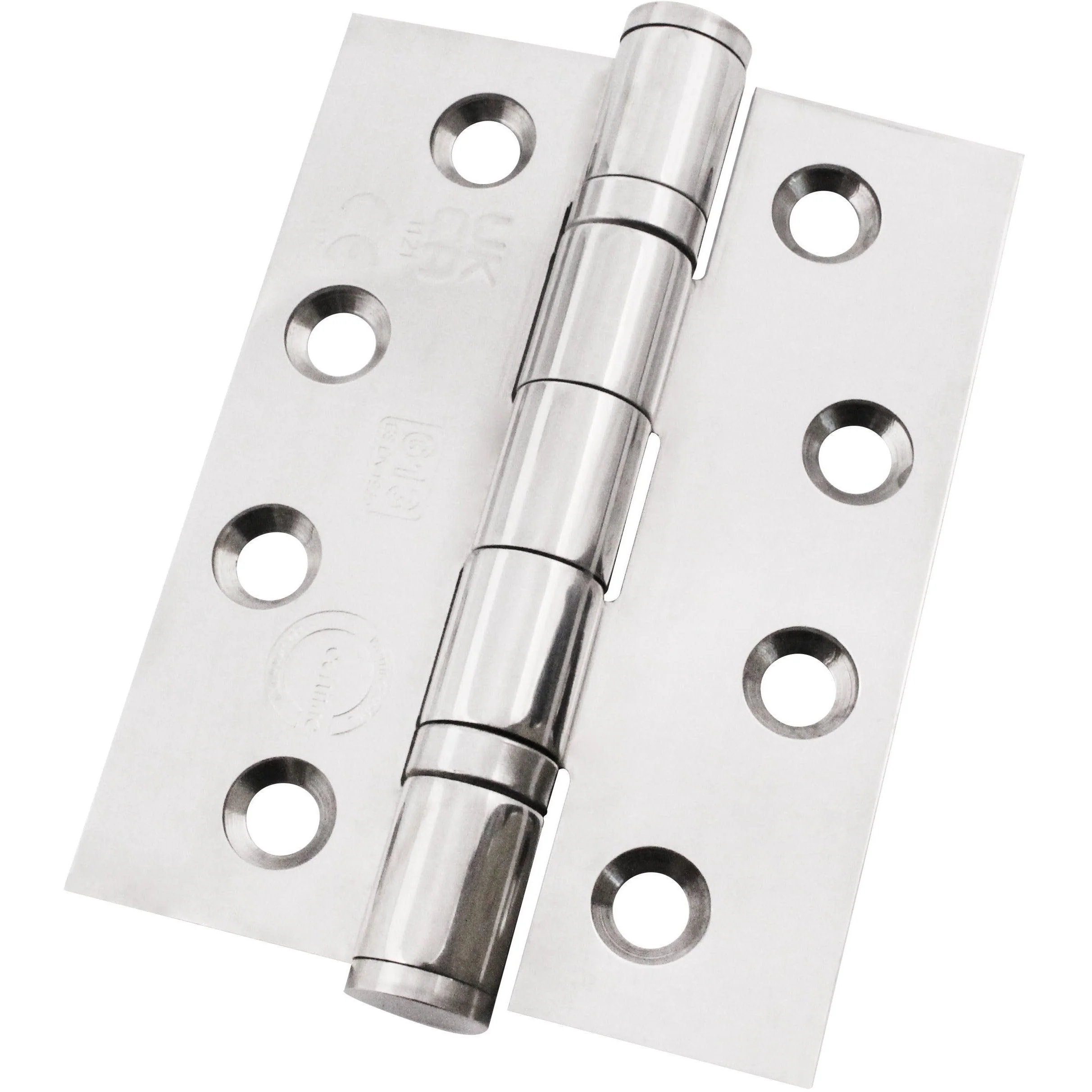 Polished Stainless Fire Door Hinges - 4 Inch/102mm - Grade 13 Steel Ball Bearing - Pack 2