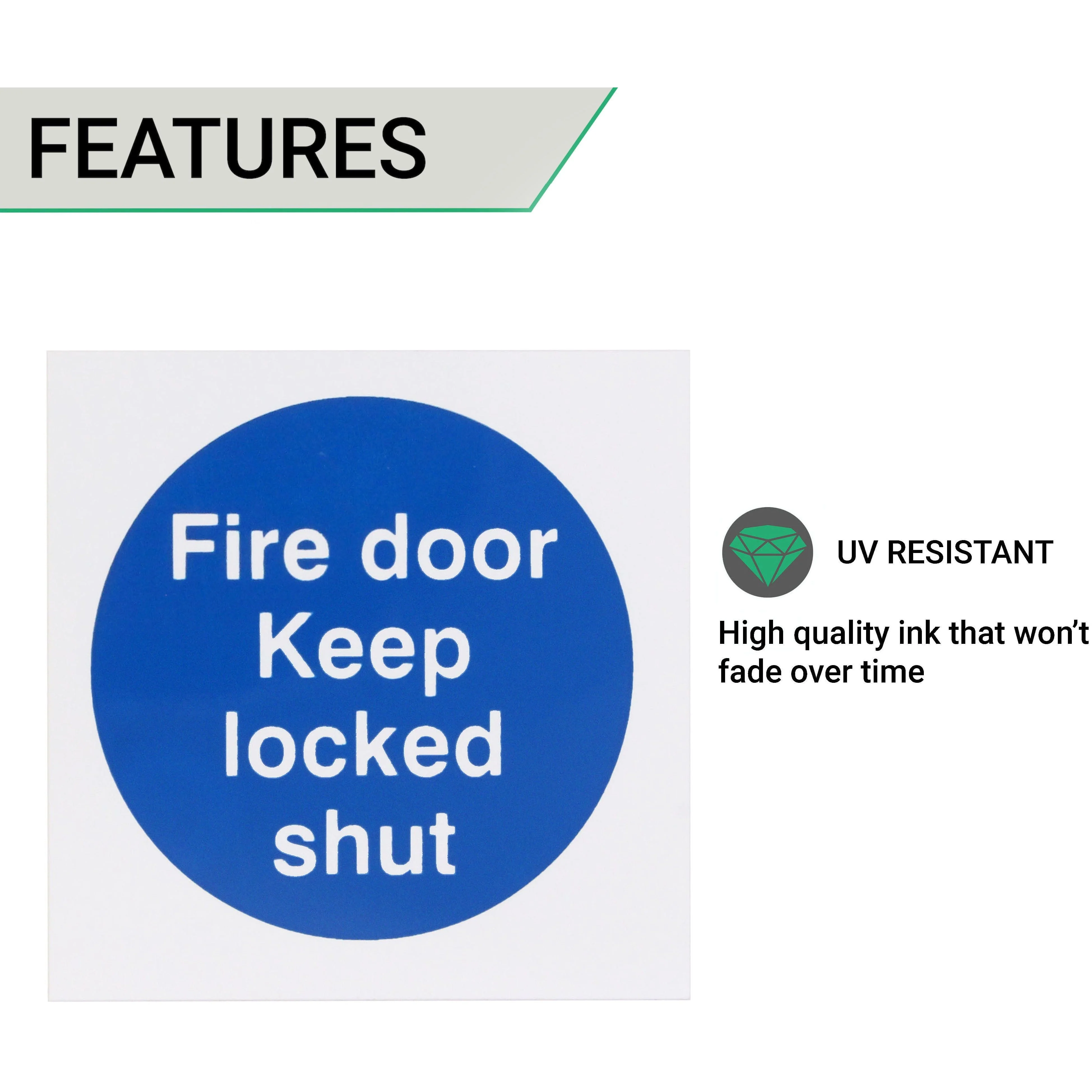 Fire Door Keep Locked Shut 100x100mm Self Adh Vinyl - Image 3