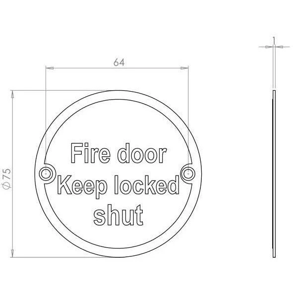 Fire Door Keep Locked Shut Sign - 76mm - Polished Brass - Image 2
