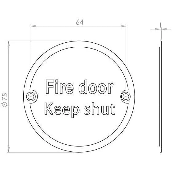 Fire Door Keep Shut Sign - 76mm - Polished Brass - Image 2