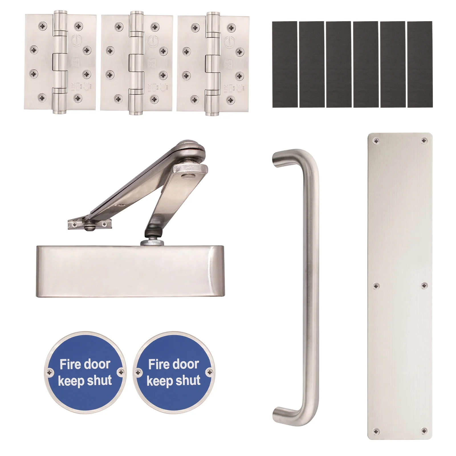 Fire Door Kit - Corridor Non Locking Door - Heavy Duty - Satin Stainless Steel