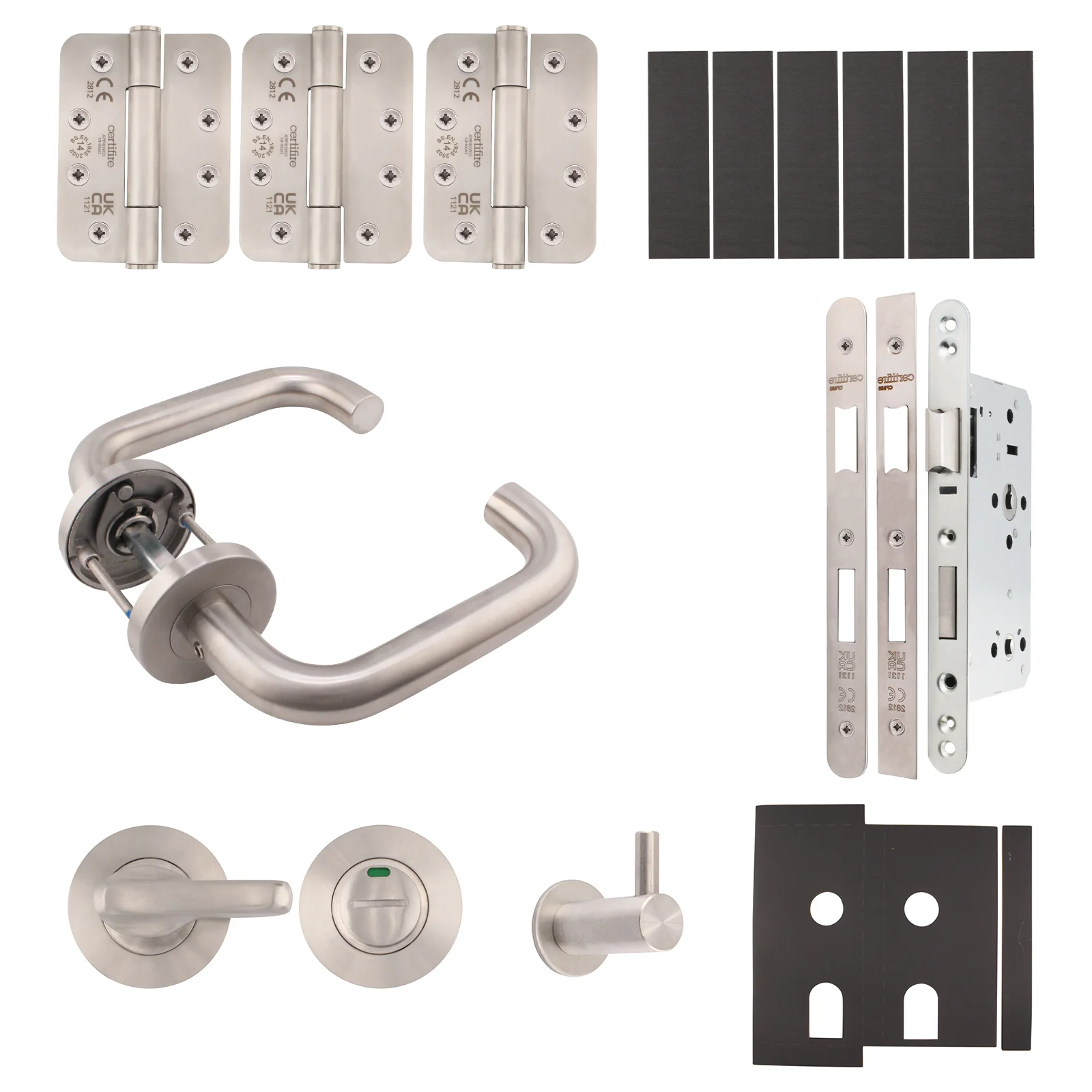 Fire Door Kit - Toilet Cubicle - Severe Duty - Satin Stainless Steel
