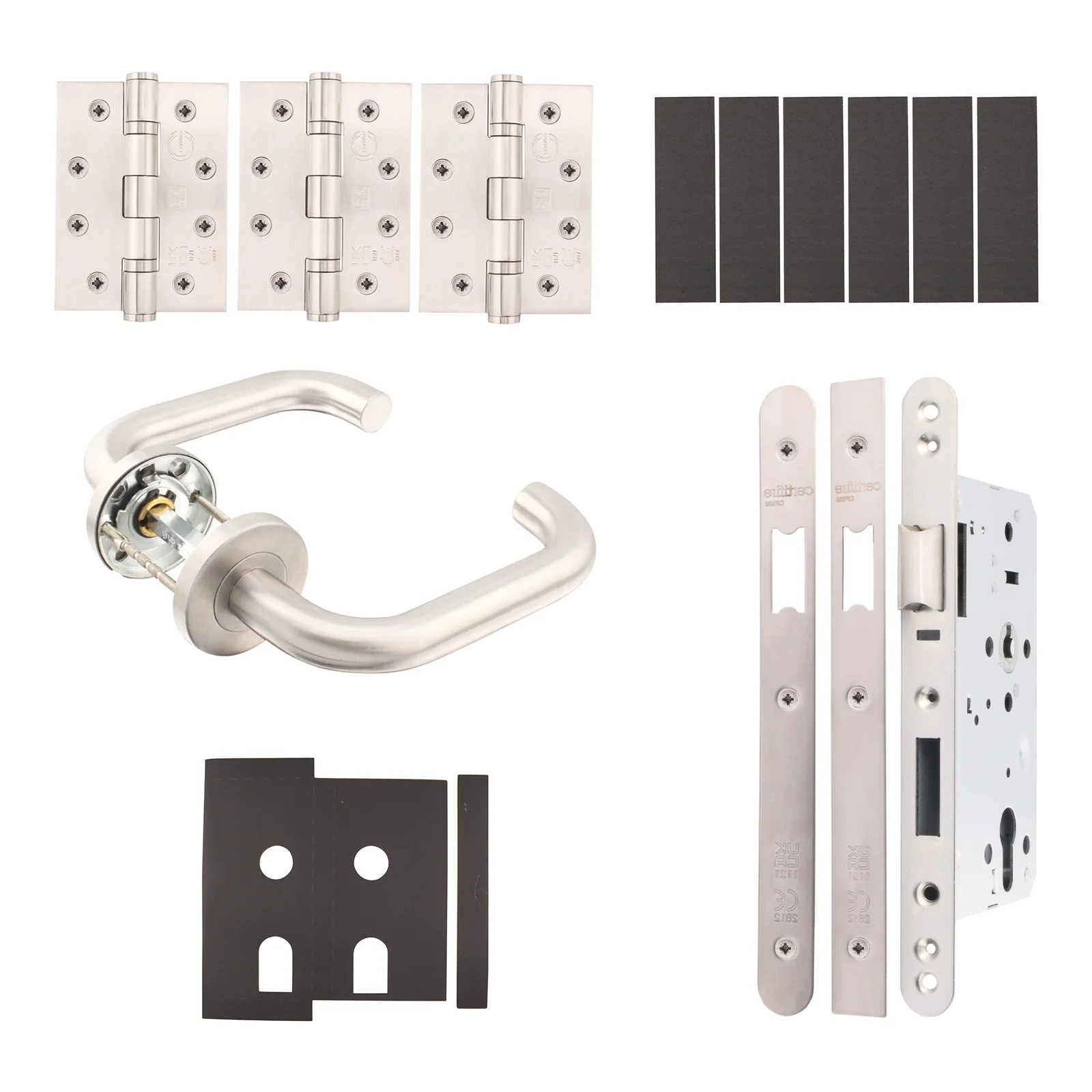 Fire Door Kit - Latch Kit - Heavy Duty - Satin Stainless Steel