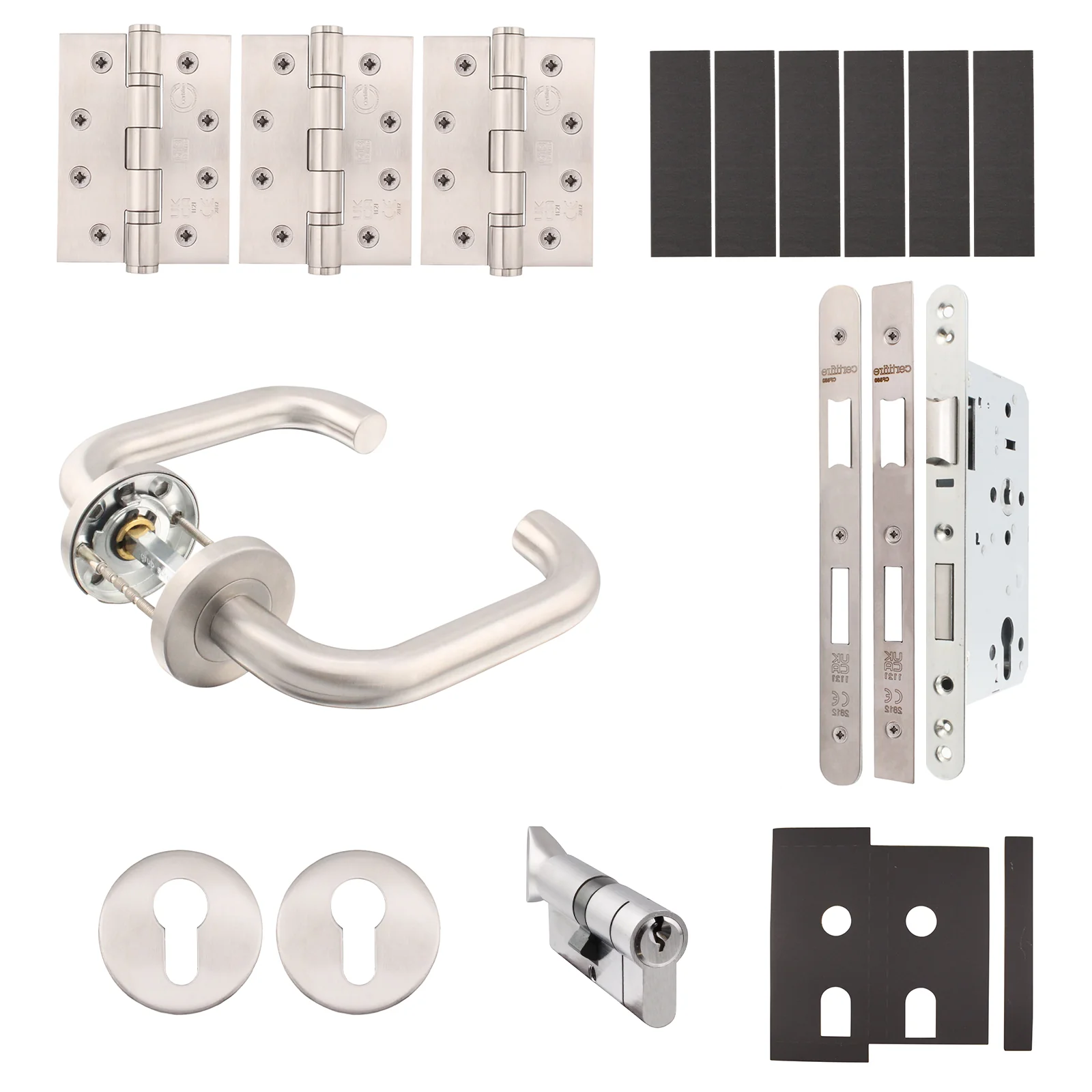 Fire Door Kit - Office Locking Door - Heavy Duty - Cylinder & Turn Master Keyed - Satin Stainless Steel