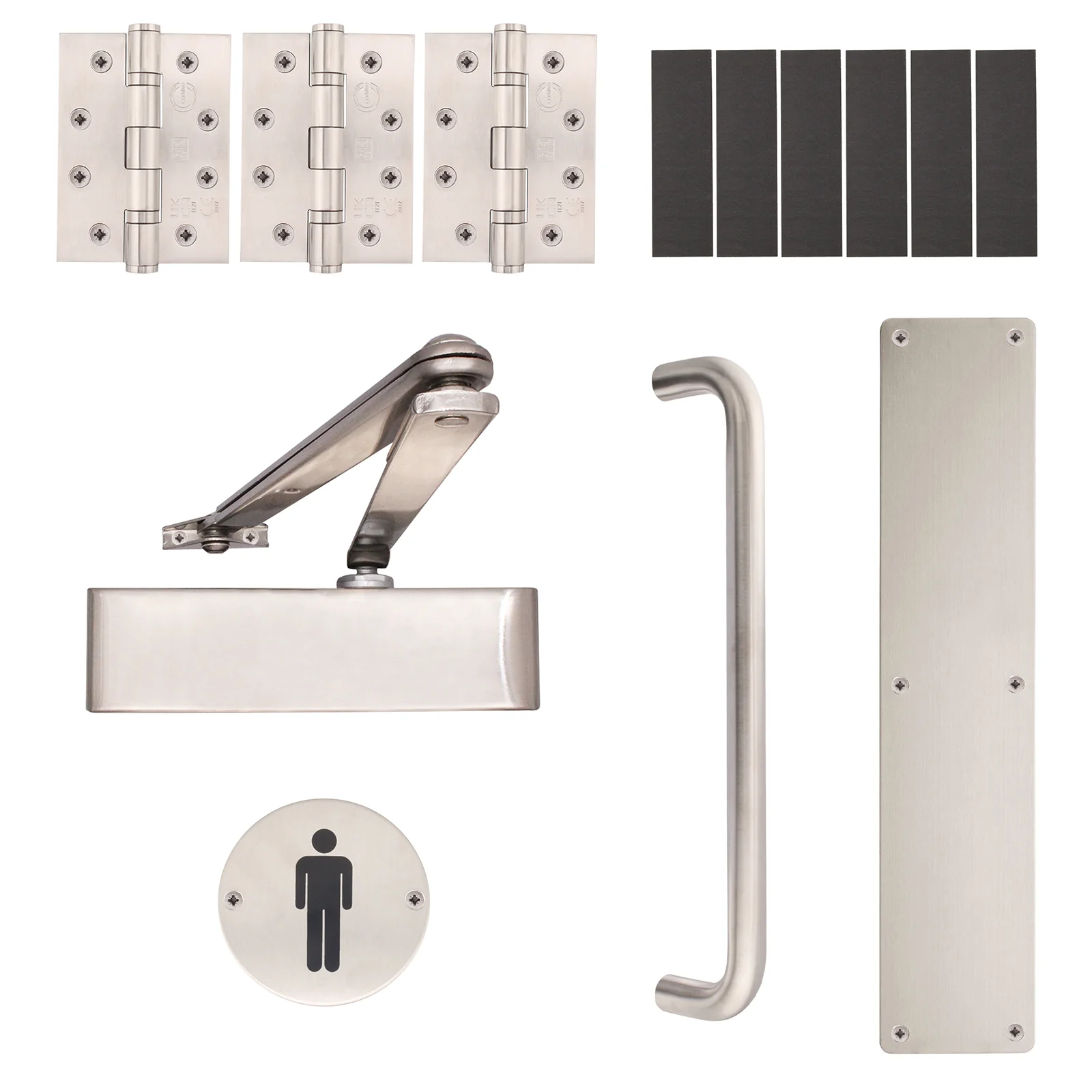 Fire Door Kit - Male Toilet Entrance - Heavy Duty - Satin Stainless Steel