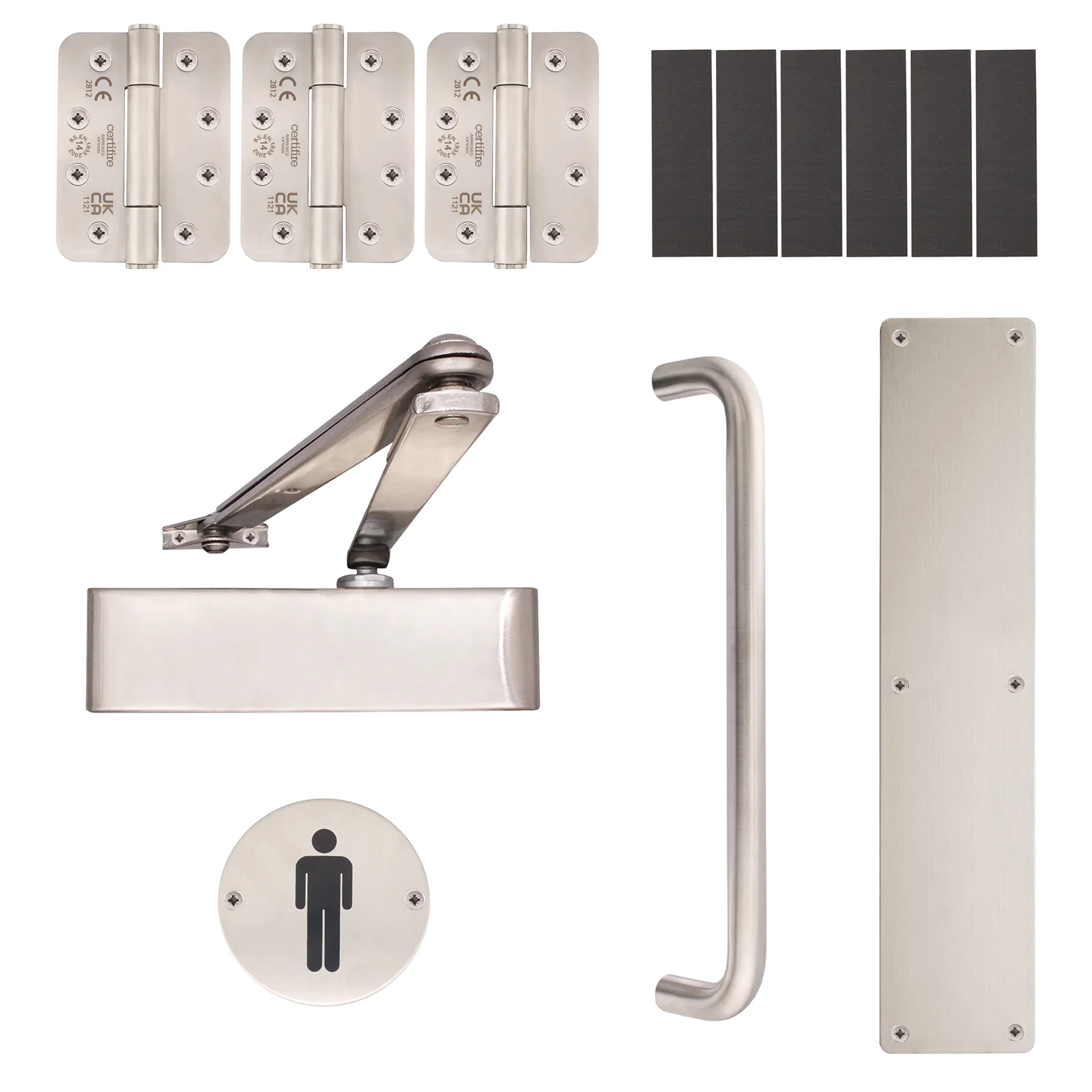 Fire Door Kit - Male Toilet Entrance - Severe Duty - Satin Stainless Steel
