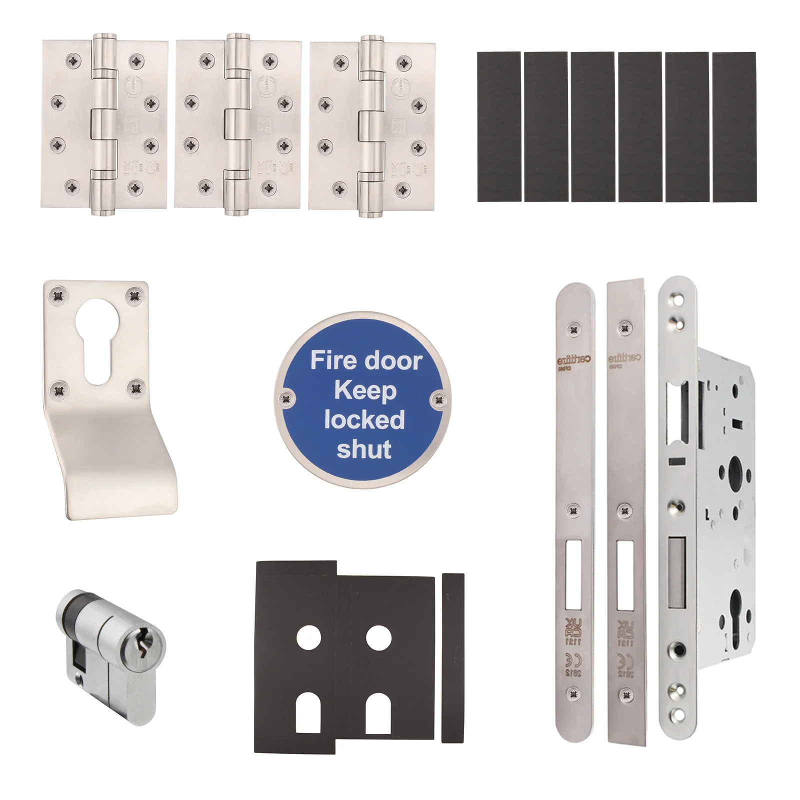 Fire Door Kit - Service Cupboard Door Master Keyed - Heavy Duty - Satin Stainless Steel