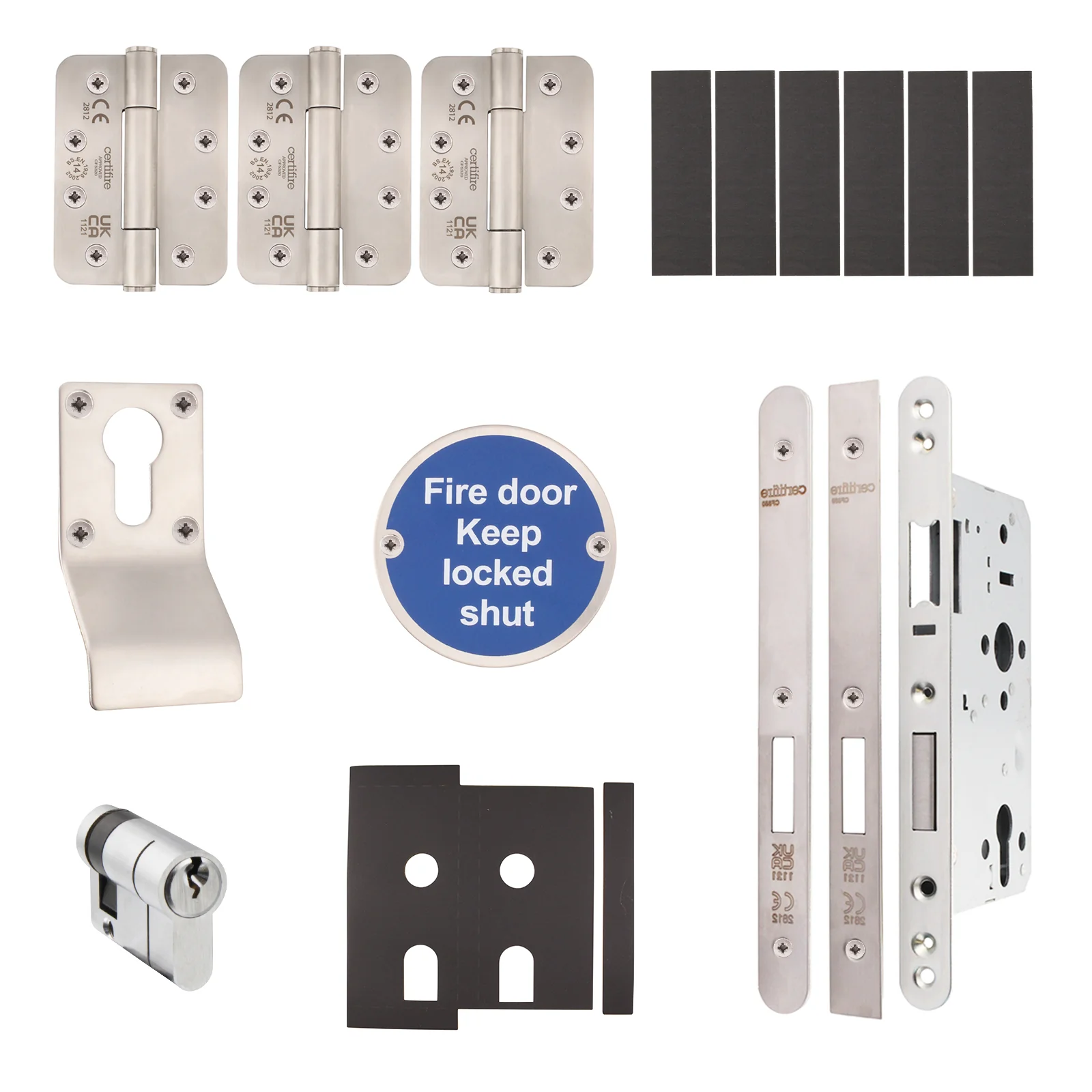 Fire Door Kit - Service Cupboard Door Master Keyed - Severe Duty - Satin Stainless Steel