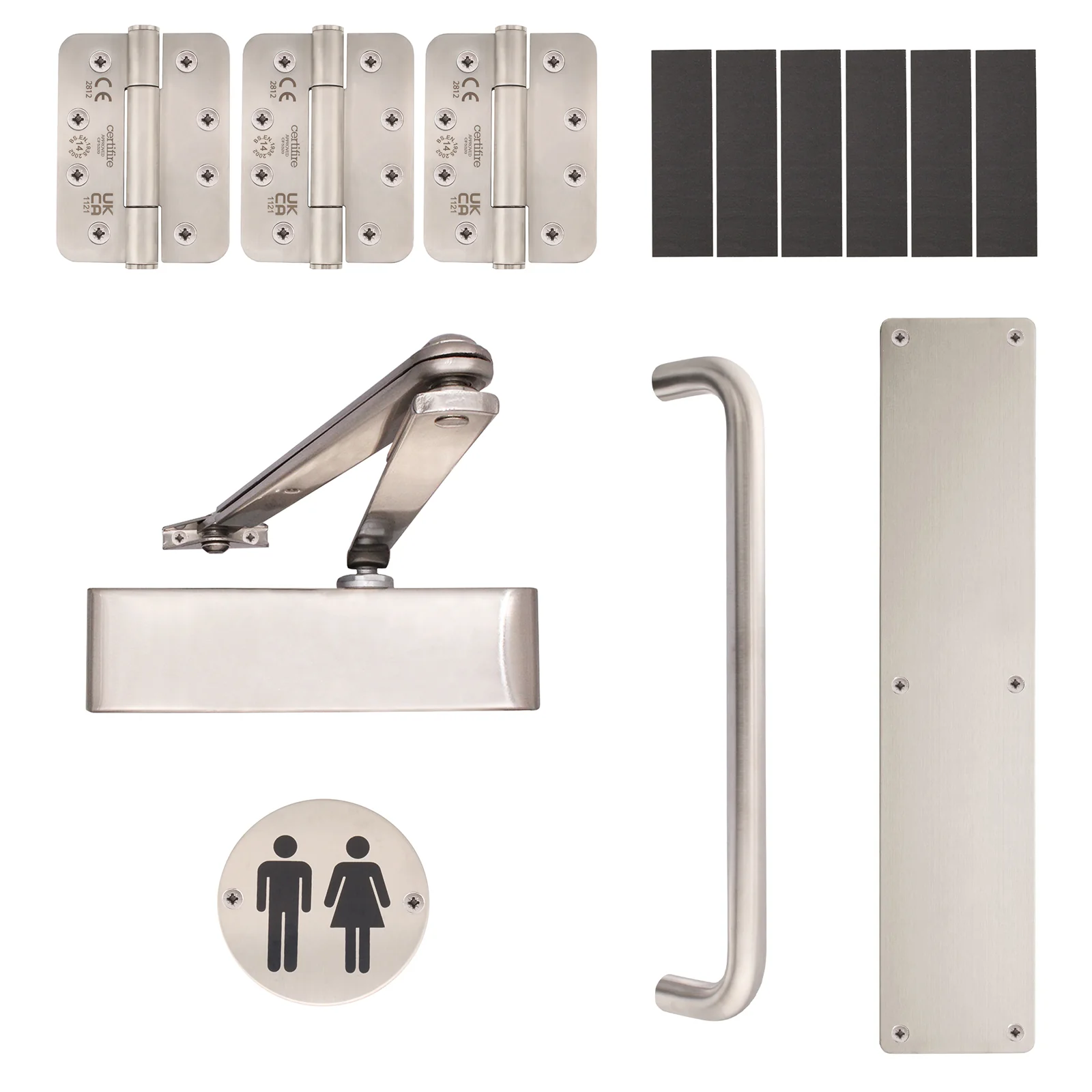 Fire Door Kit - Unisex Toilet Entrance - Severe Duty - Satin Stainless Steel