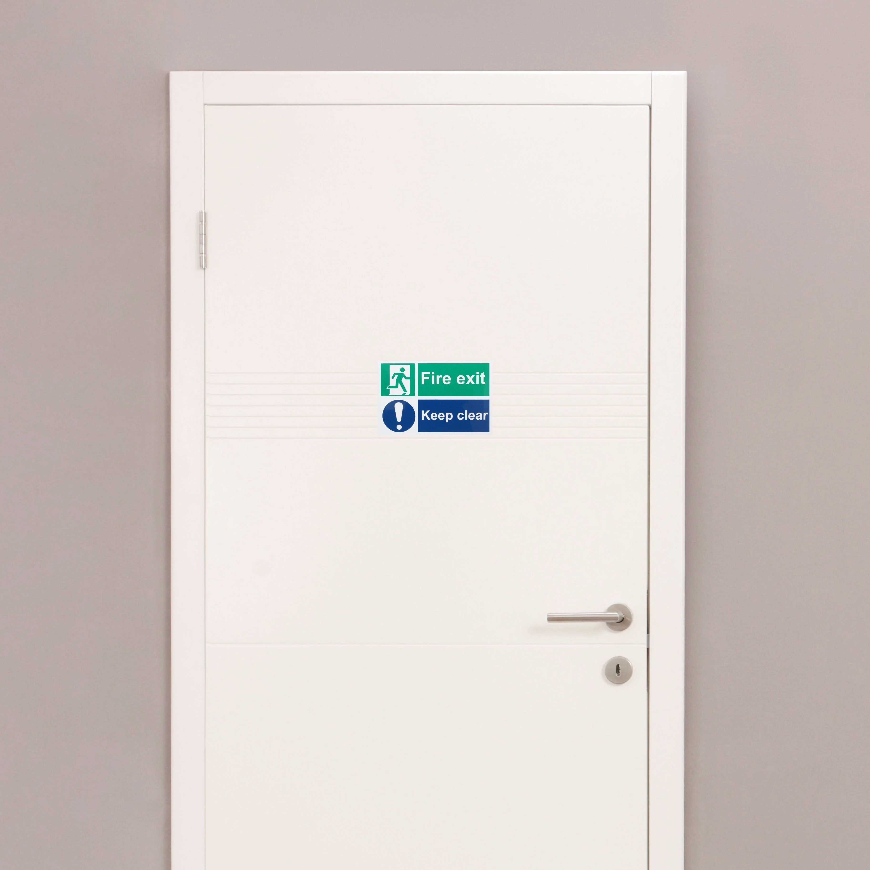 Fire Exit Keep Clear Sign 300x200mm Self Adh Semi Rigid PVC - Image 5
