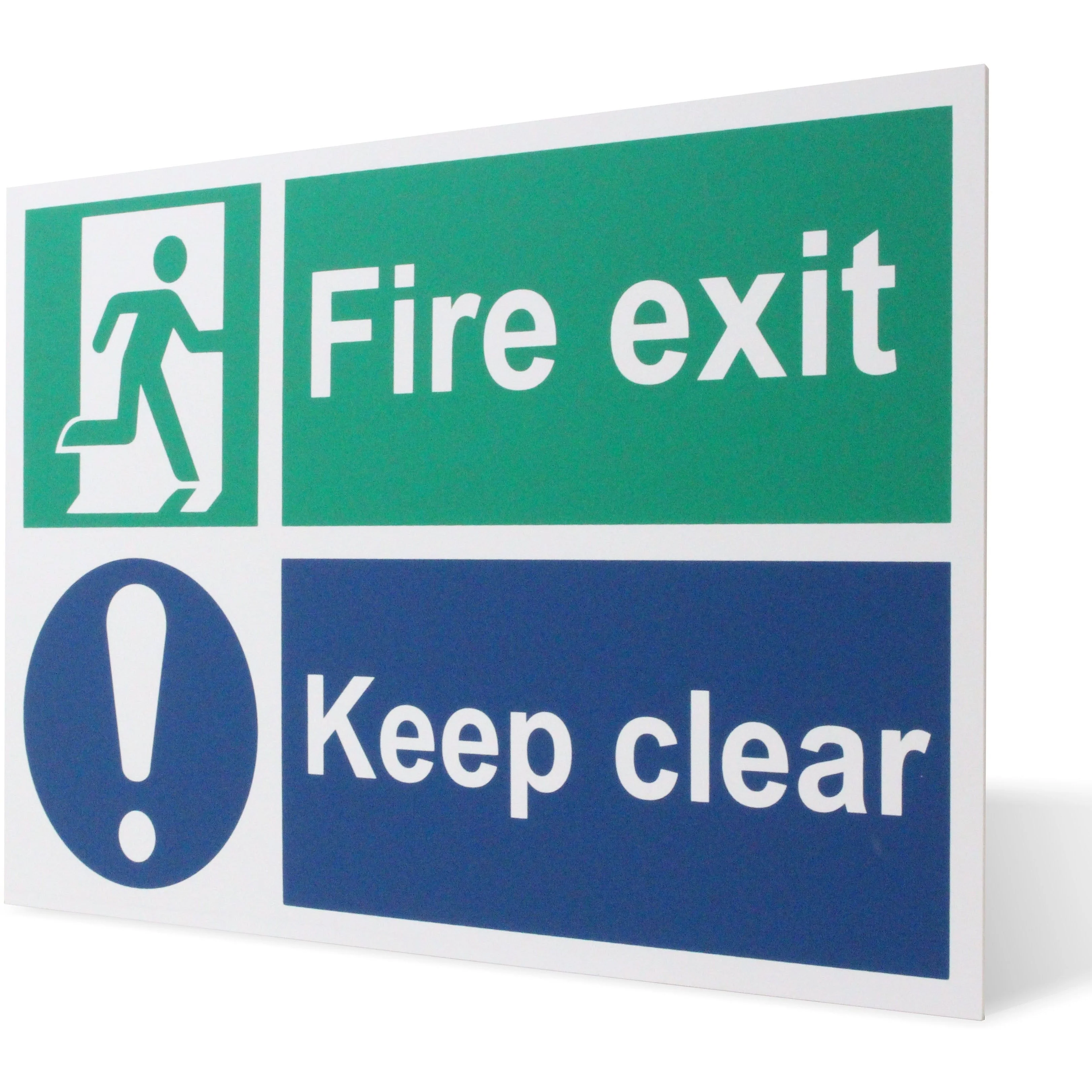 Fire Exit Keep Clear Sign 300x200mm Self Adh Semi Rigid PVC - Image 6