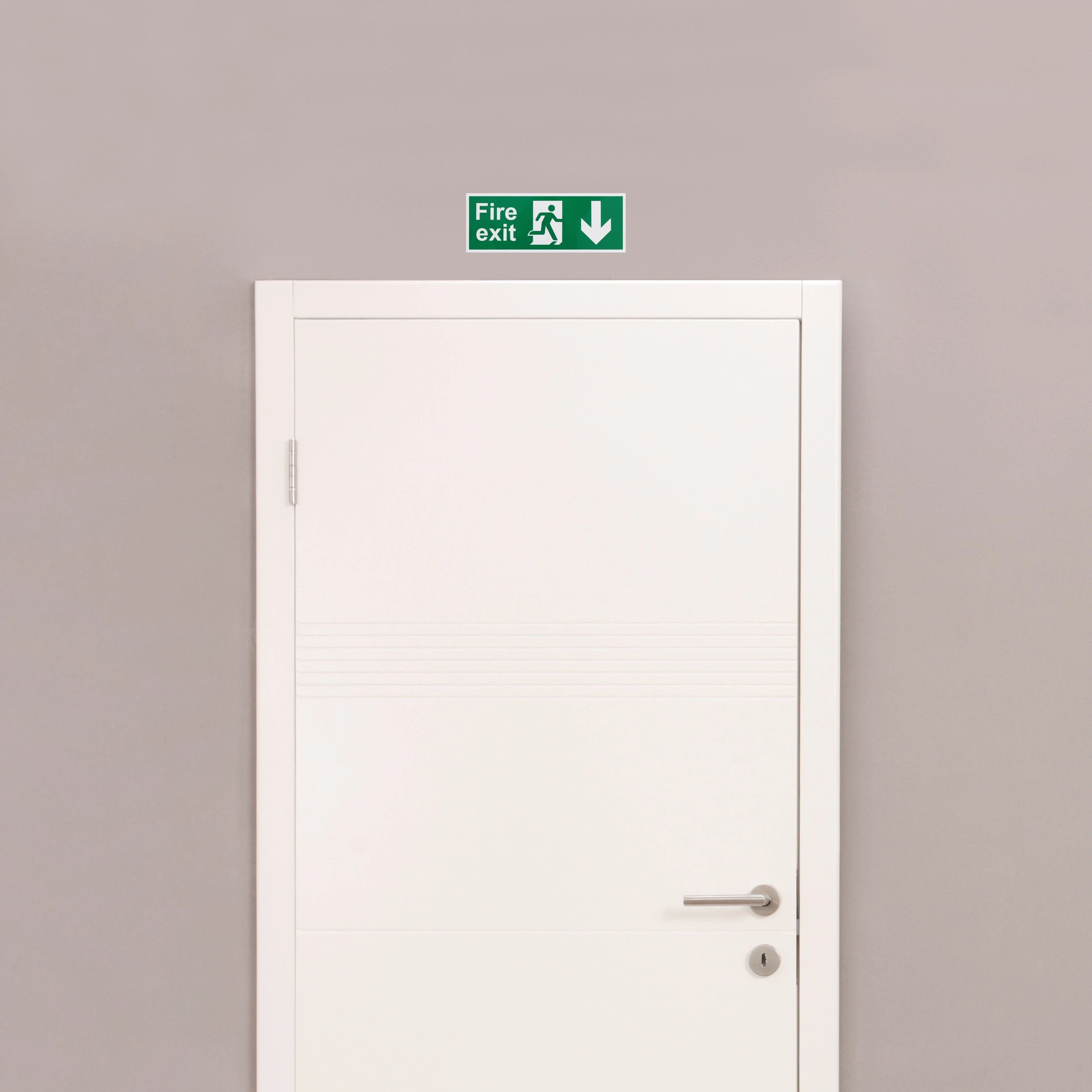 Fire Exit Sign Arrow Man DOWN 400x150mm Self Adh Semi Rigid PVC - Image 5