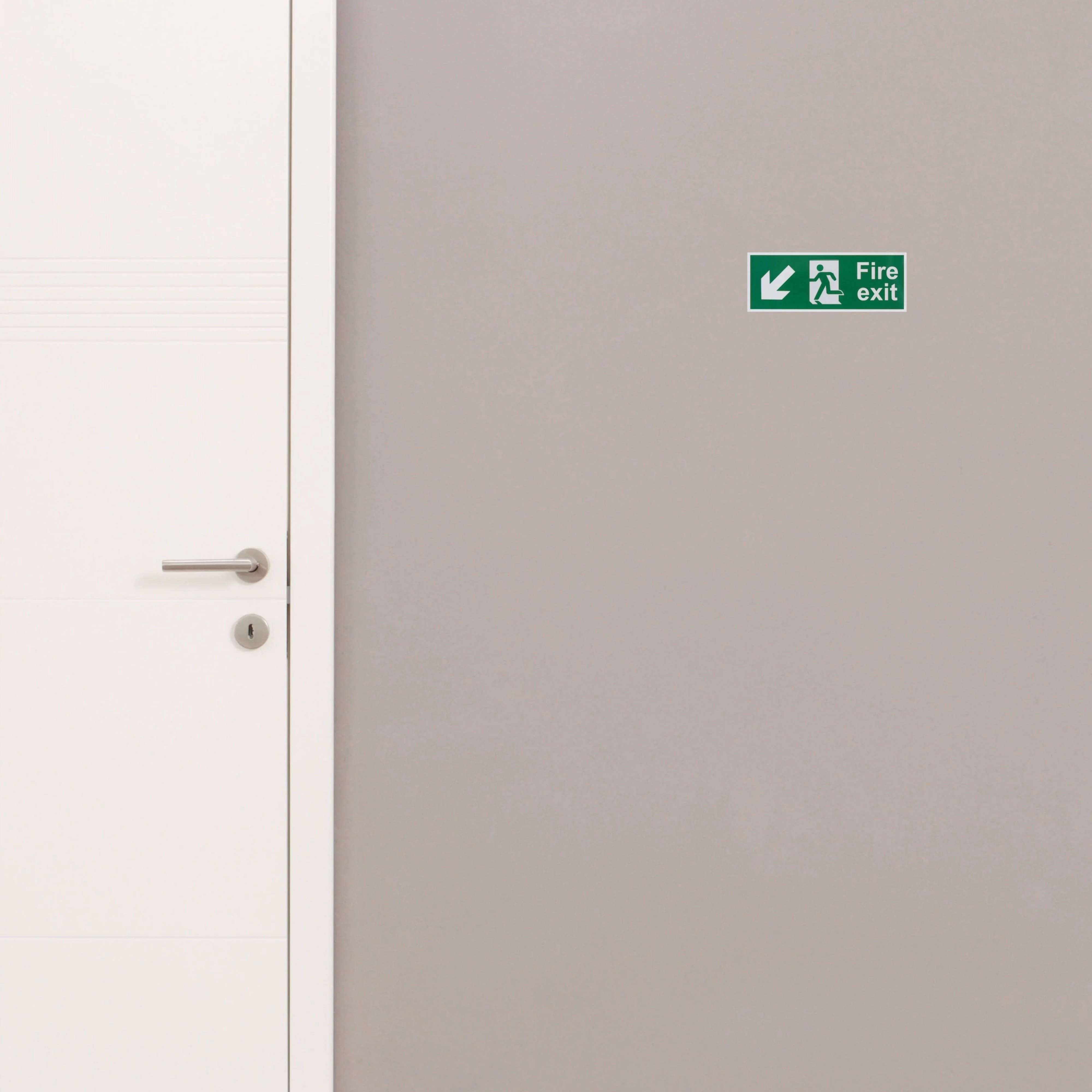 Fire Exit Sign Arrow Man Down Left 400x150mm Self Adh Semi Rigid PVC - Image 5