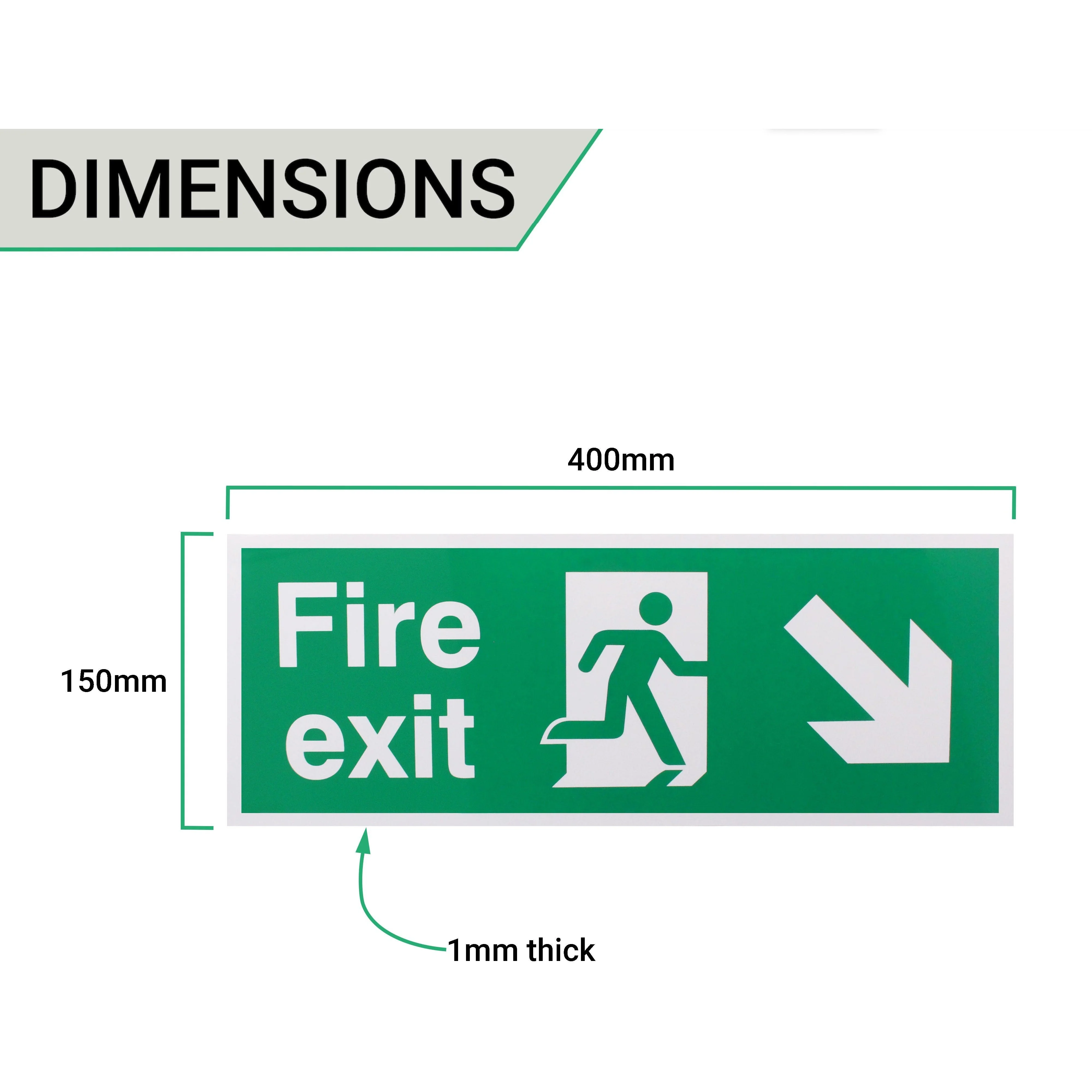 Fire Exit Sign Arrow Man Down Right 400x150mm Self Adh Semi Rigid PVC - Image 4