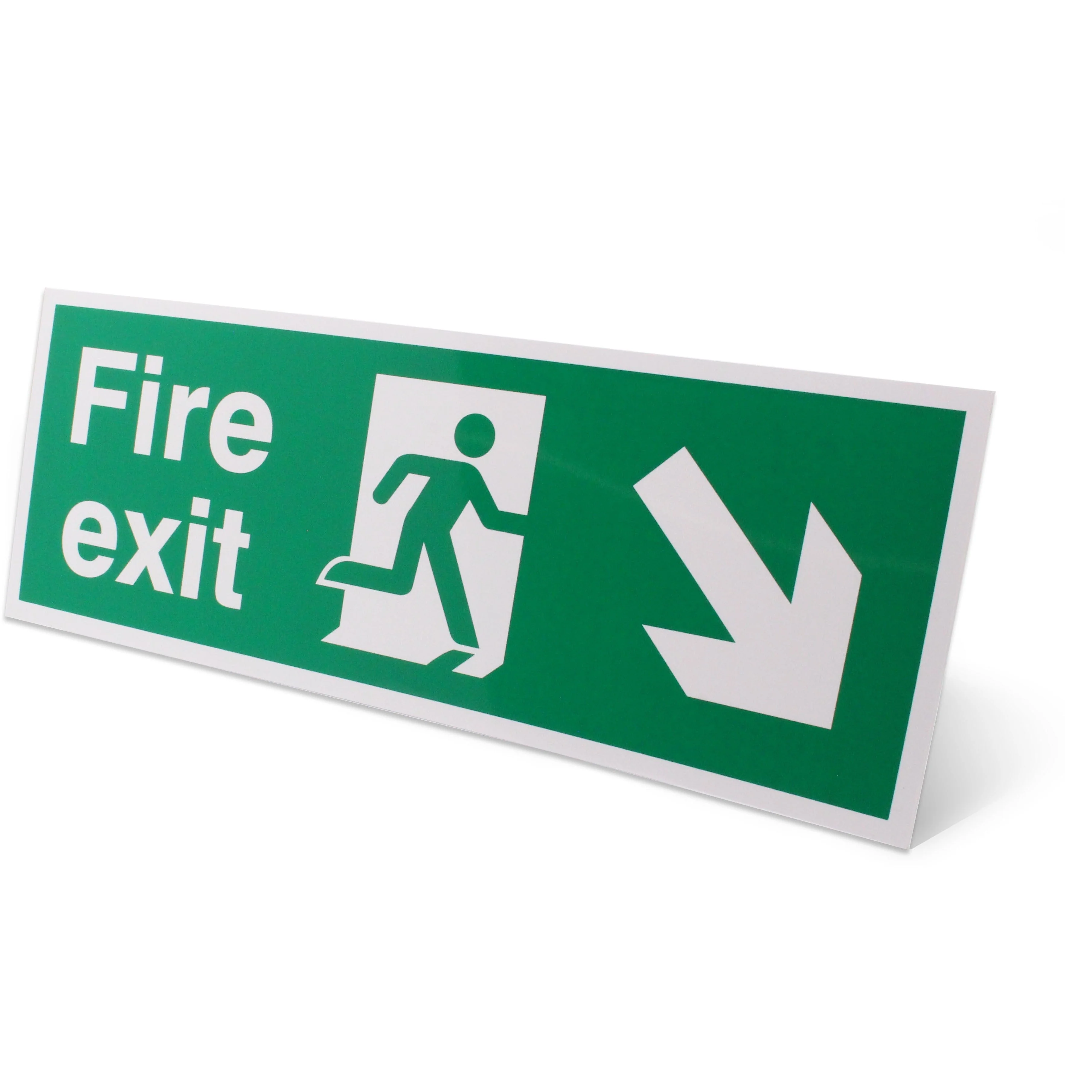 Fire Exit Sign Arrow Man Down Right 400x150mm Self Adh Semi Rigid PVC - Image 6