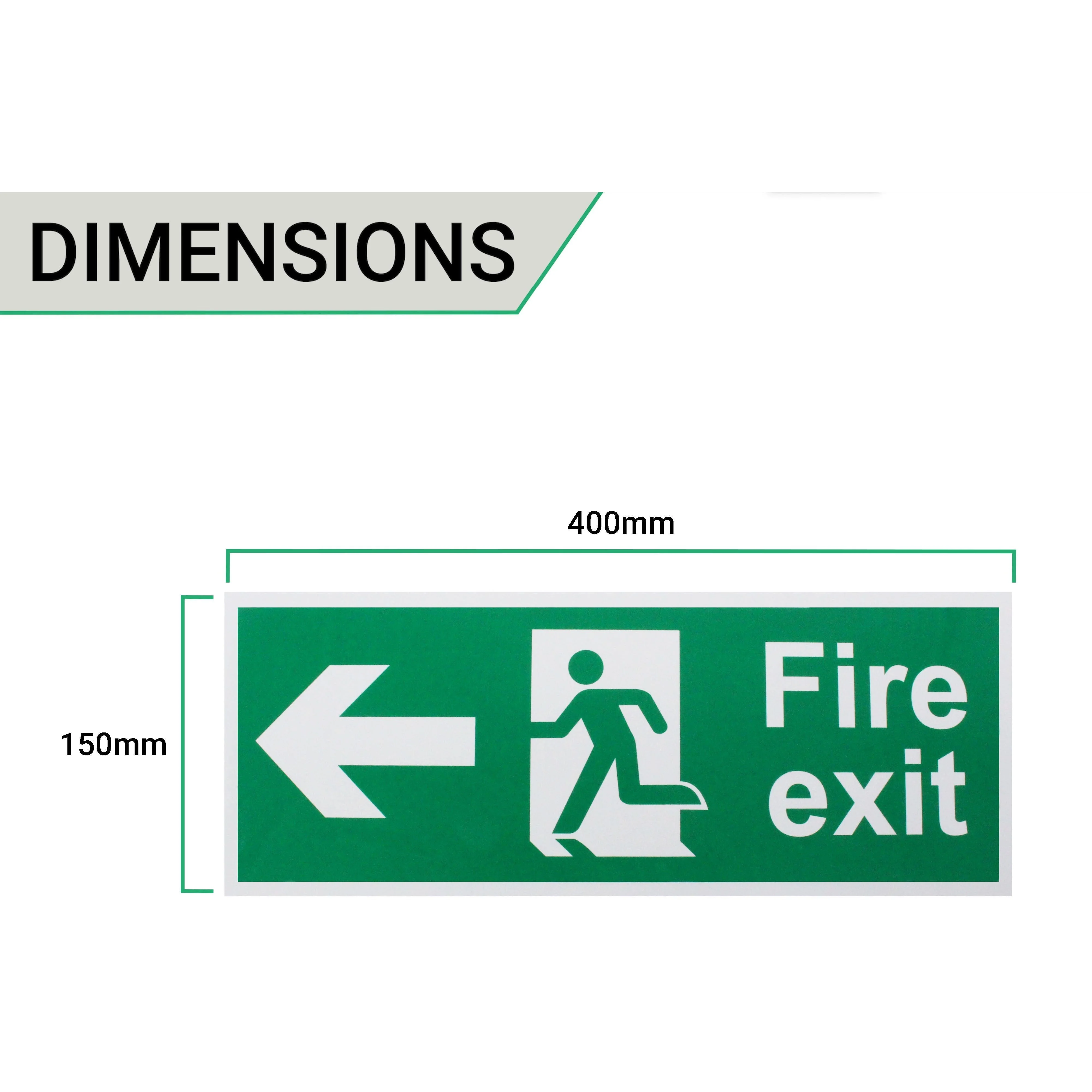 Fire Exit Sign Arrow Man Left 400x150mm Self Adh Semi Rigid PVC - Image 4