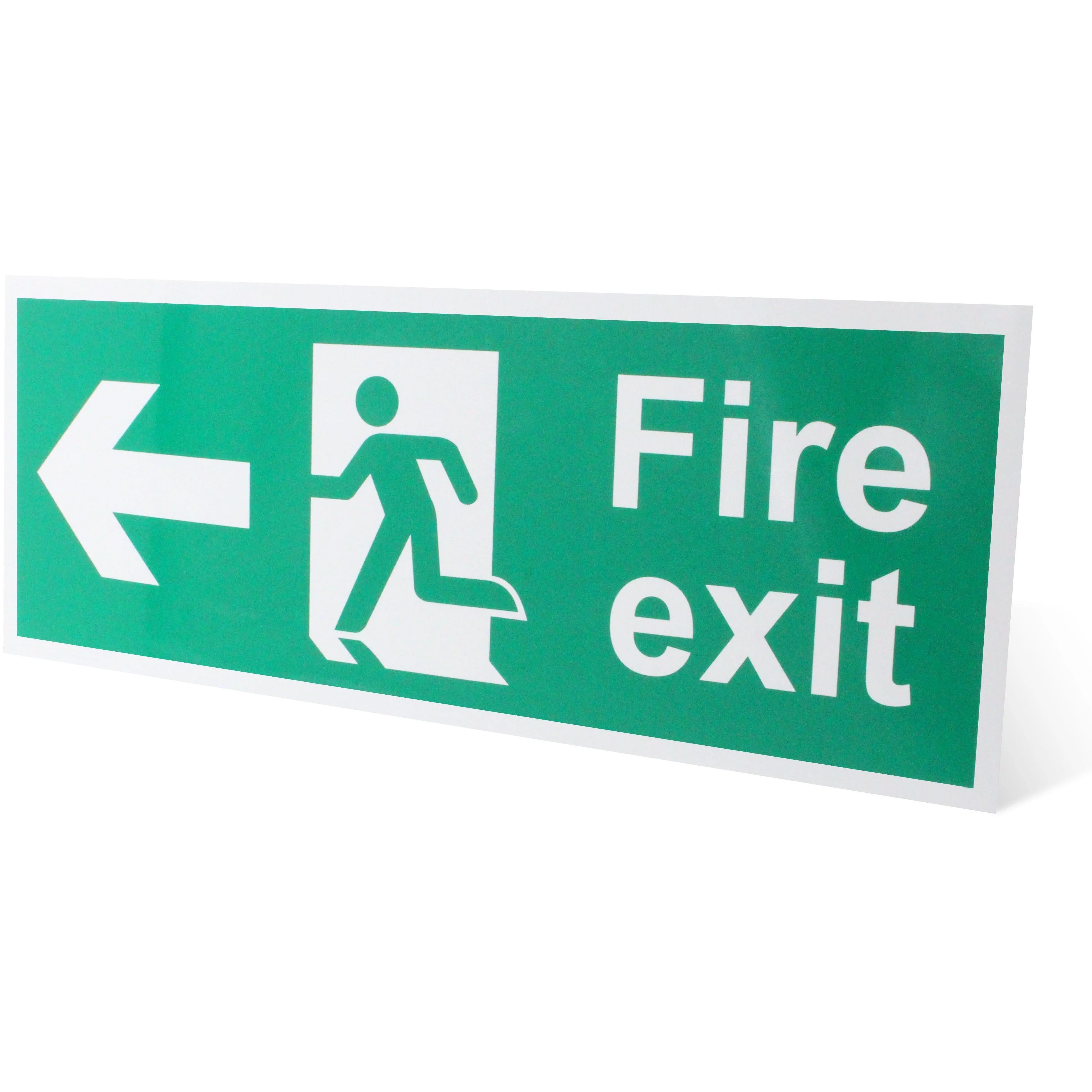 Fire Exit Sign Arrow Man Left 400x150mm Self Adh Semi Rigid PVC - Image 6