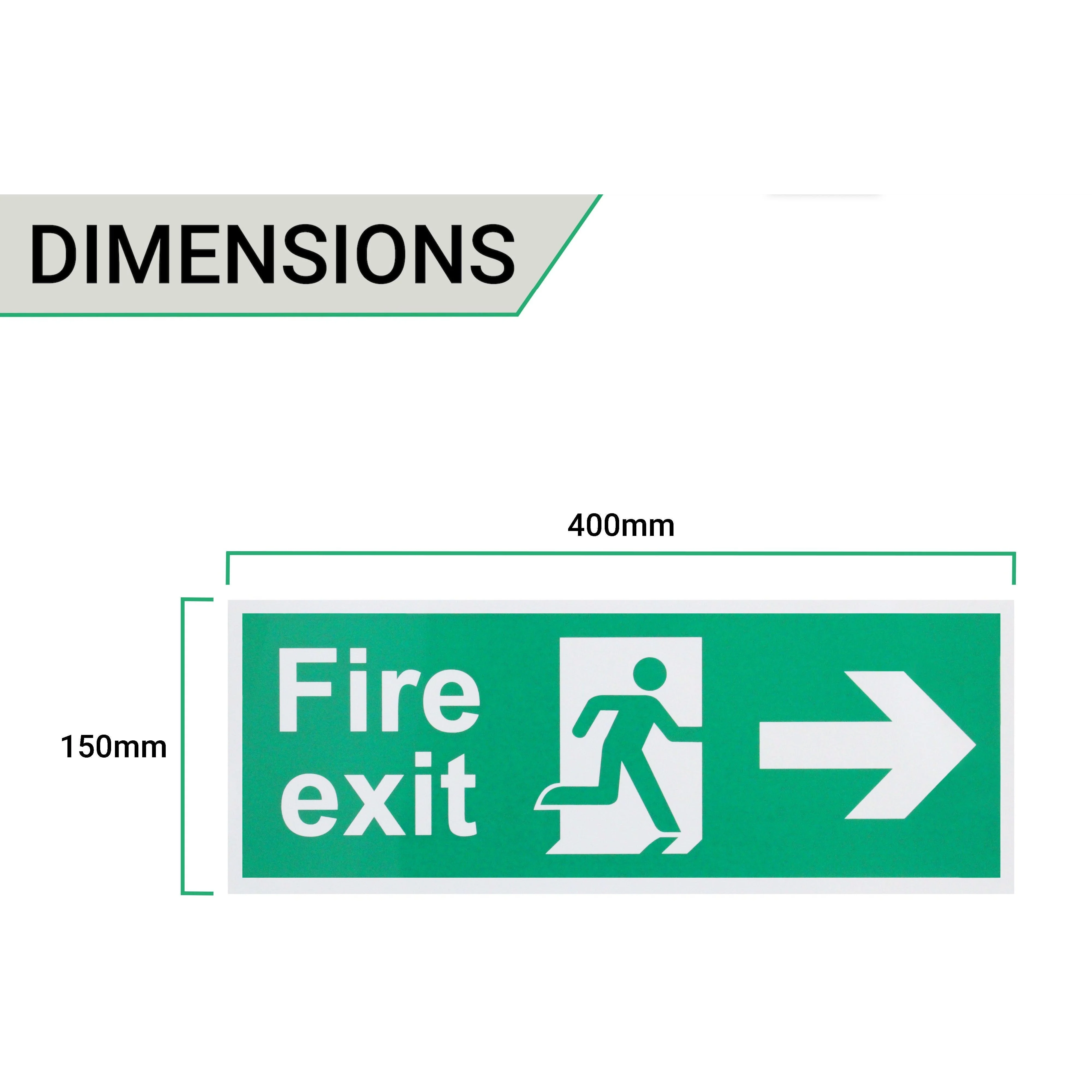 Fire Exit Sign Arrow Man Right 400x150mm Self Adh Semi Rigid PVC - Image 4