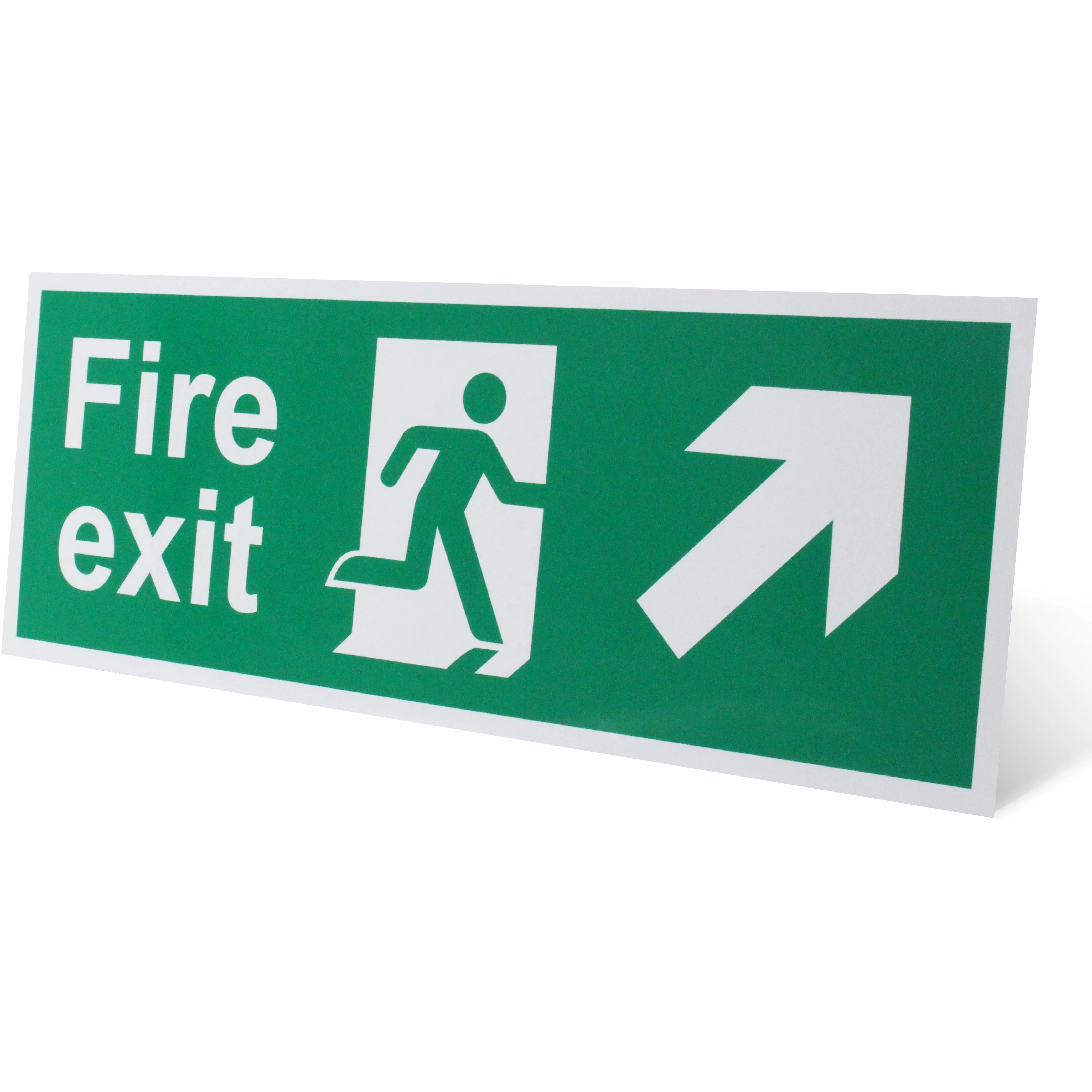 Fire Exit Sign Arrow Man Up RIGHT 400x150mm Self Adh Semi Rigid PVC - Image 6