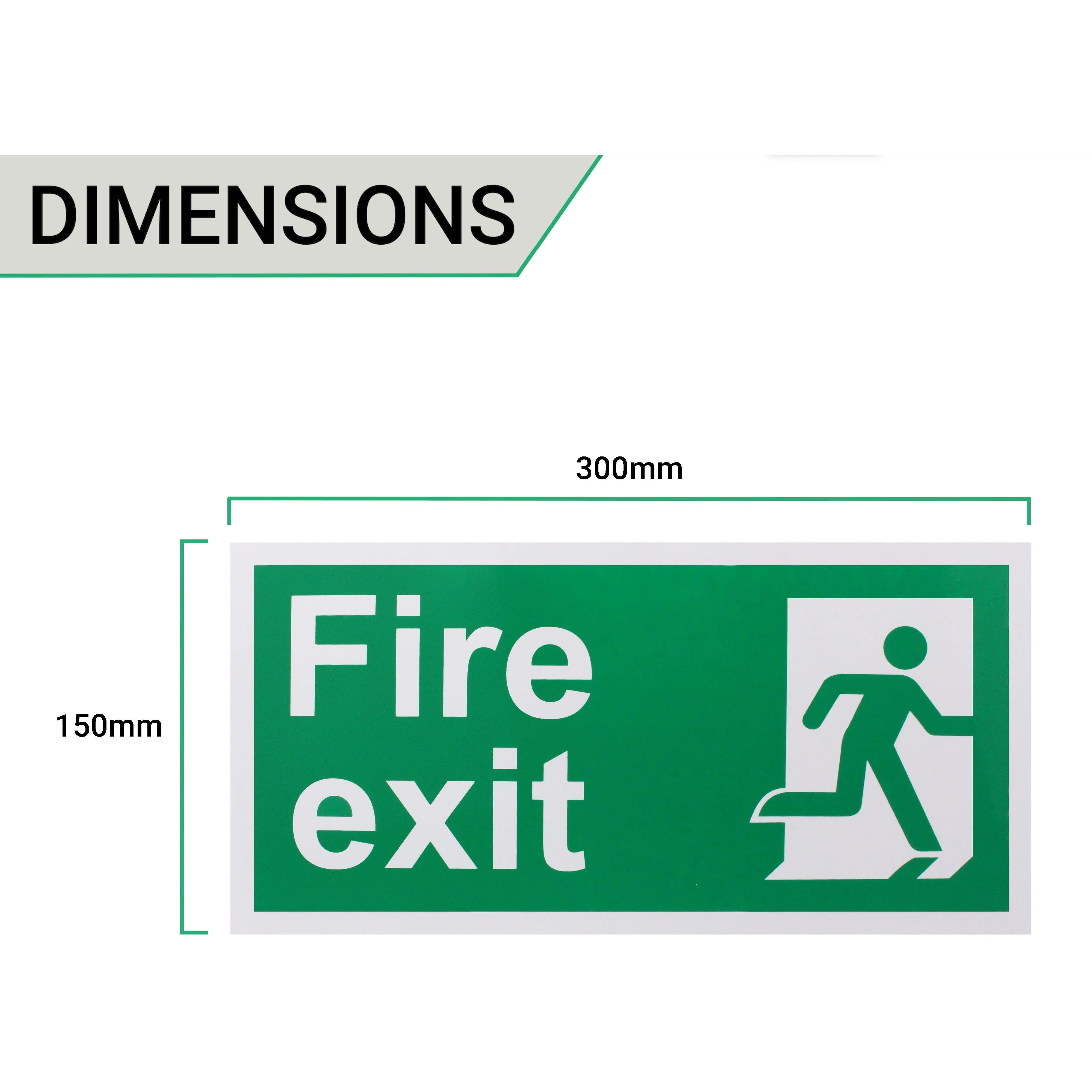 Fire Exit Sign Man Right 300x150mm Self Adh Semi Rigid PVC - Image 4