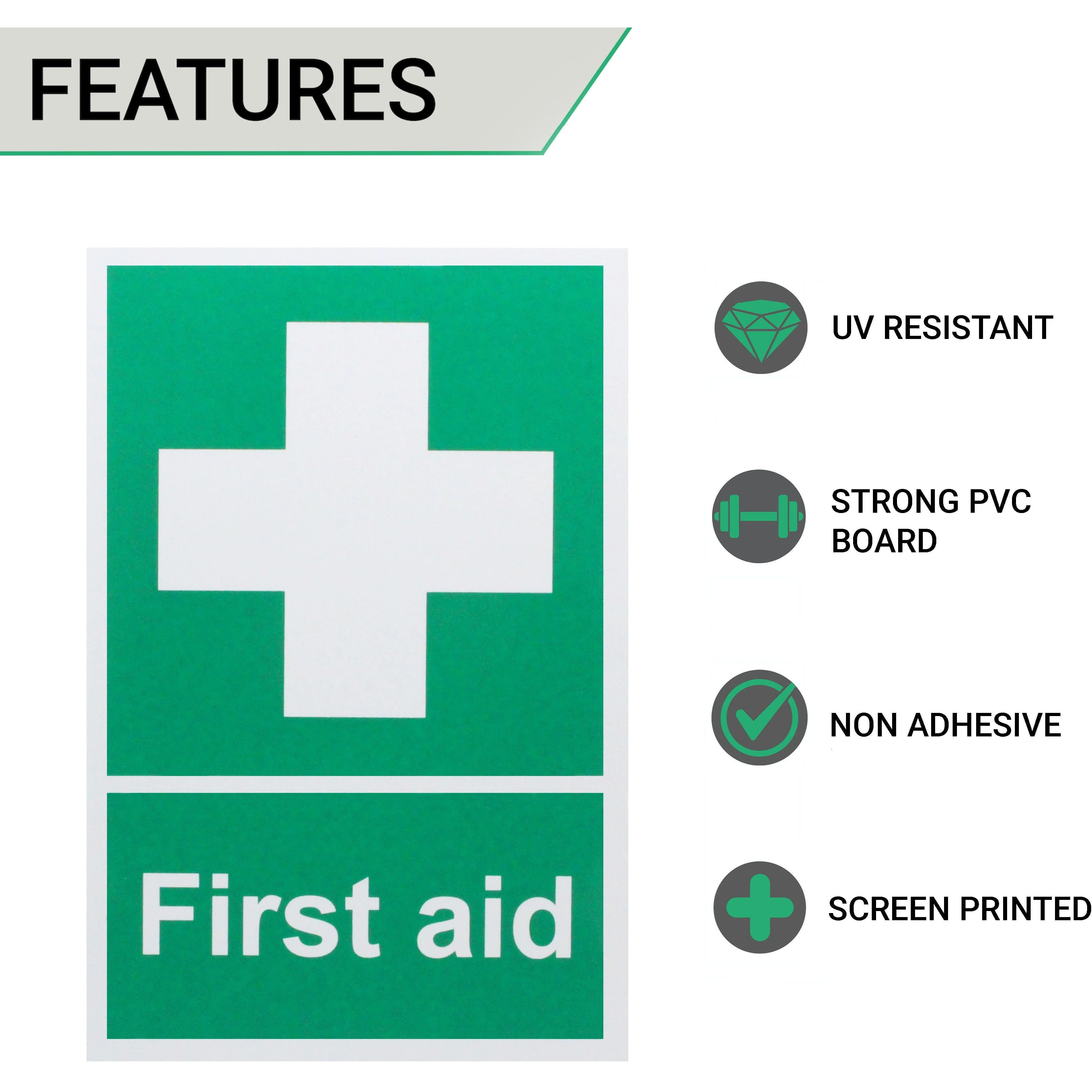 First Aid Sign 300x200mm Screw Fixed - Image 2